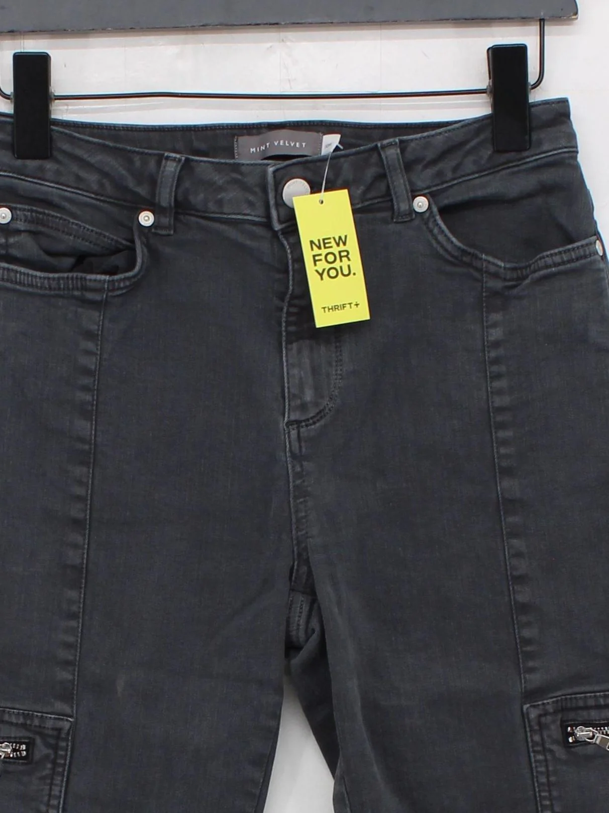 Mint Velvet Women's Trousers UK 10 Grey Cotton with Polyester, Elastane Cargo - Image 3