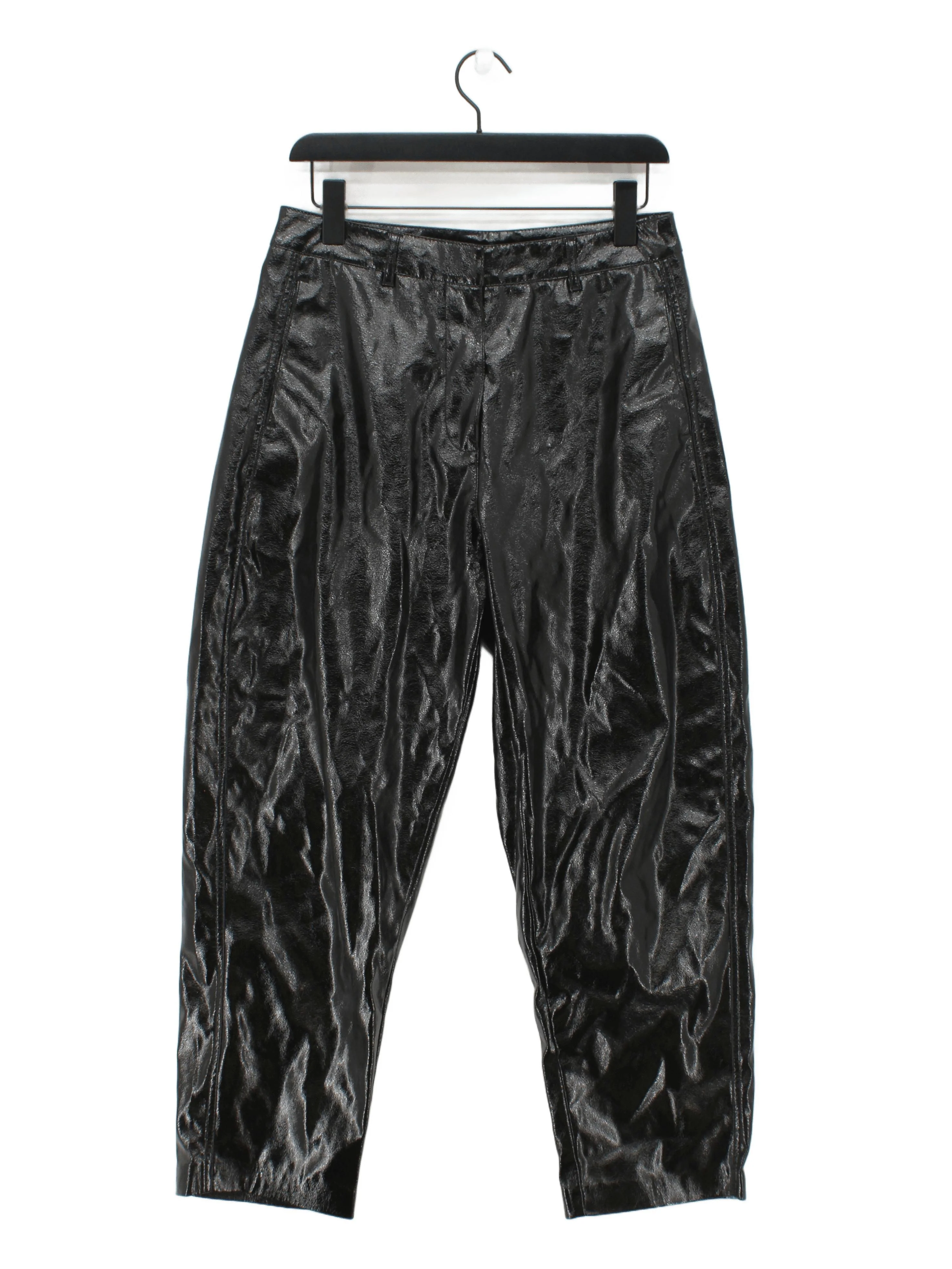 Mint Velvet Women's Trousers UK 12 Black 100% Polyester Tapered Cropped