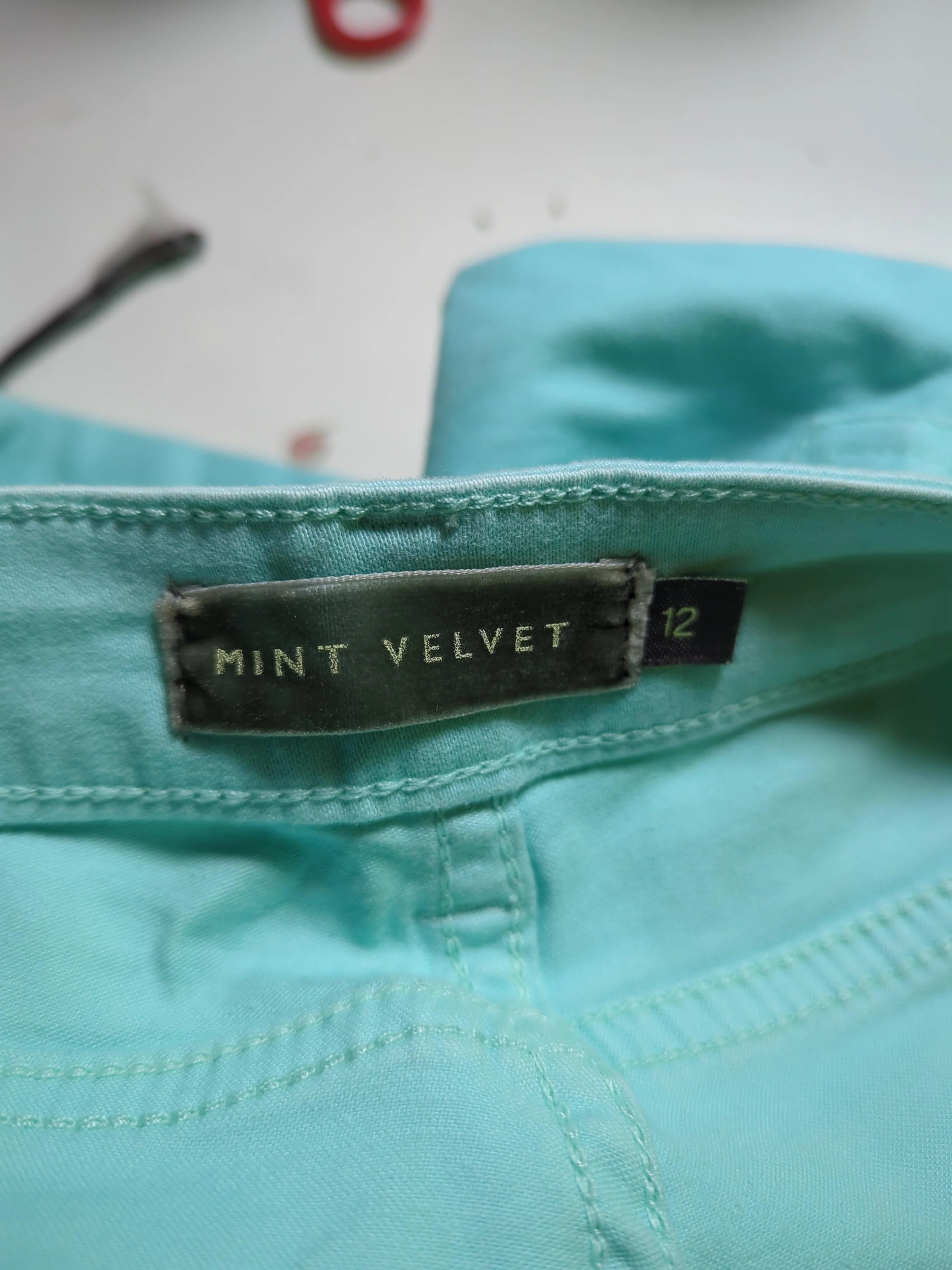 Mint Velvet Women's Trousers UK 12 Green Cotton with Elastane Skinny Cropped - Image 5