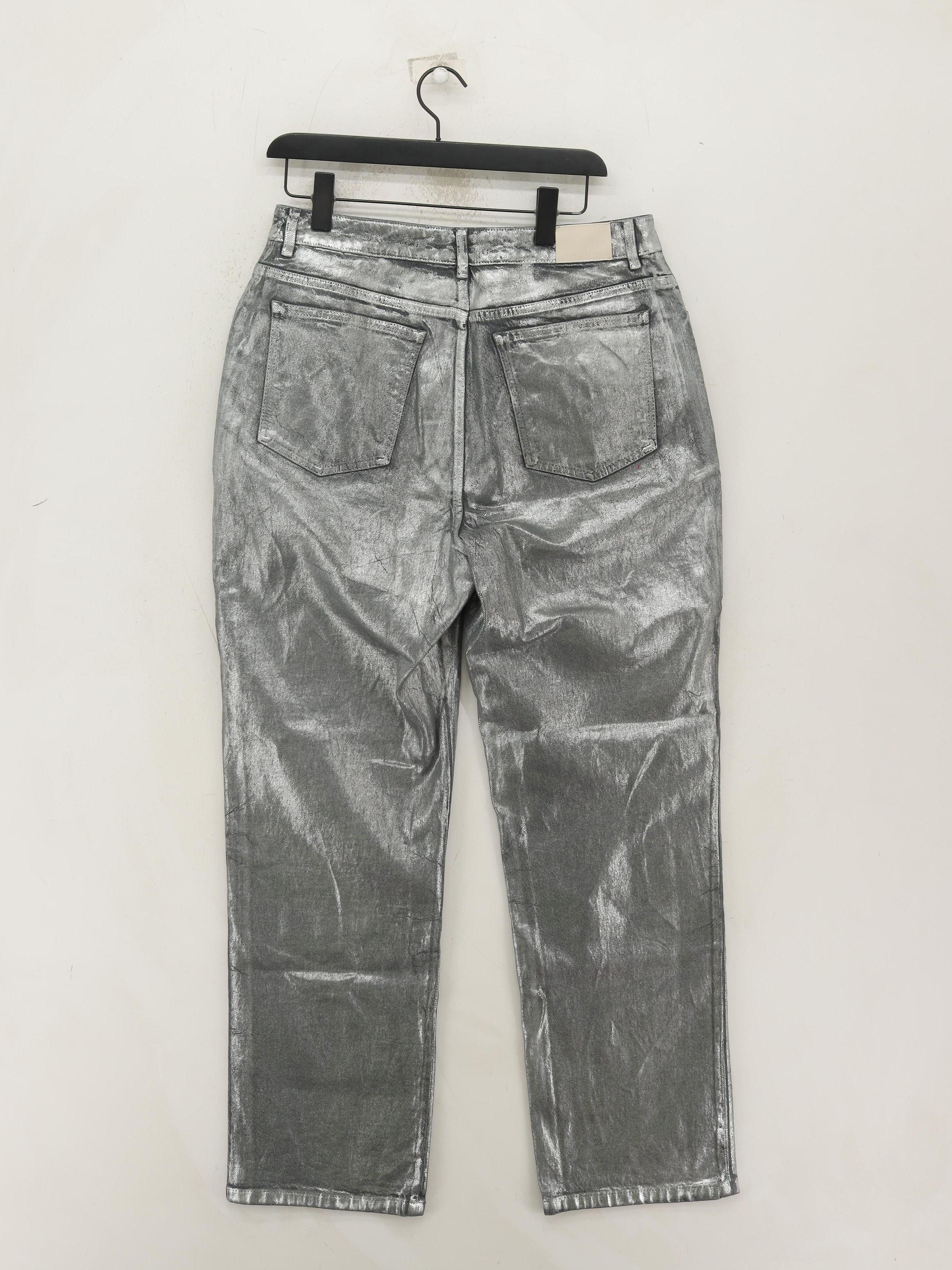 Mint Velvet Women's Trousers UK 14 Silver Cotton with Elastane Straight Chino - Image 2