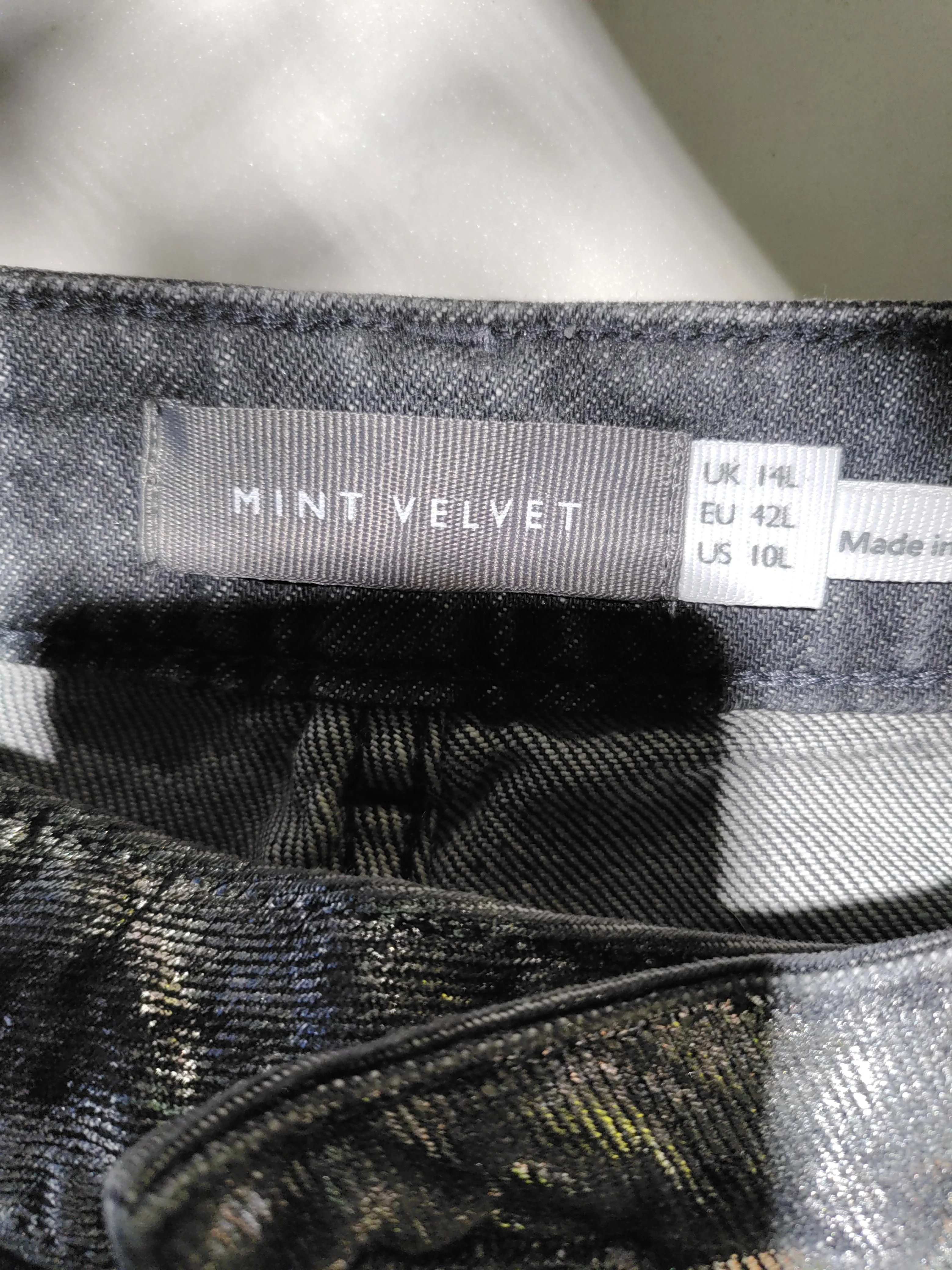 Mint Velvet Women's Trousers UK 14 Silver Cotton with Elastane Straight Chino - Image 6