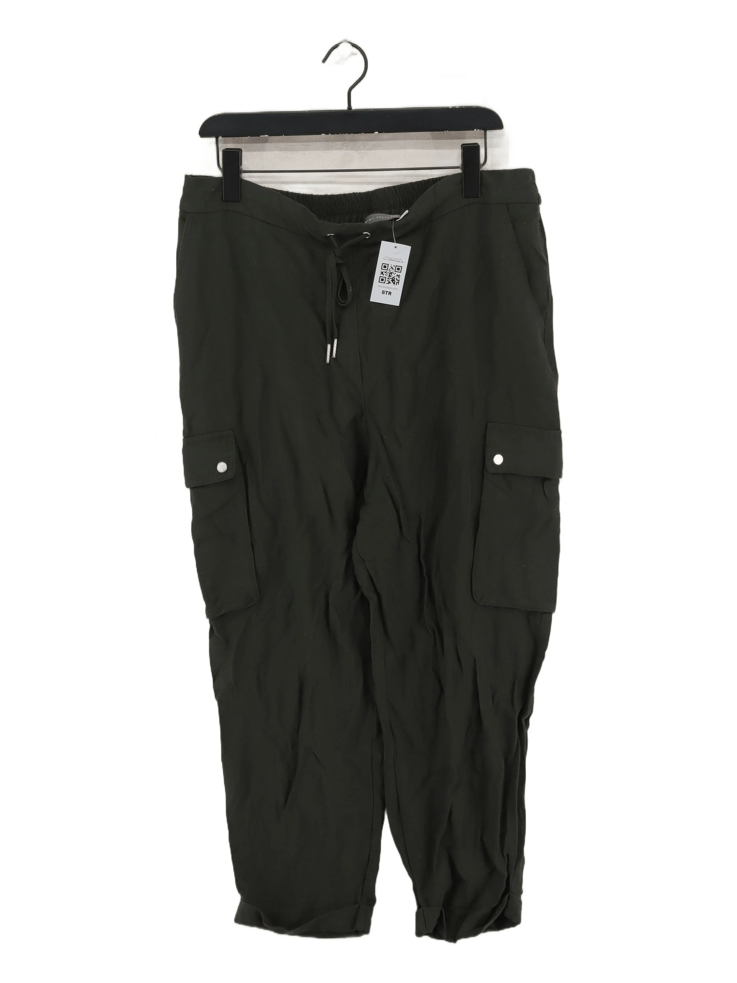 Mint Velvet Women's Trousers UK 18 Green Viscose with Polyamide Straight Cargo