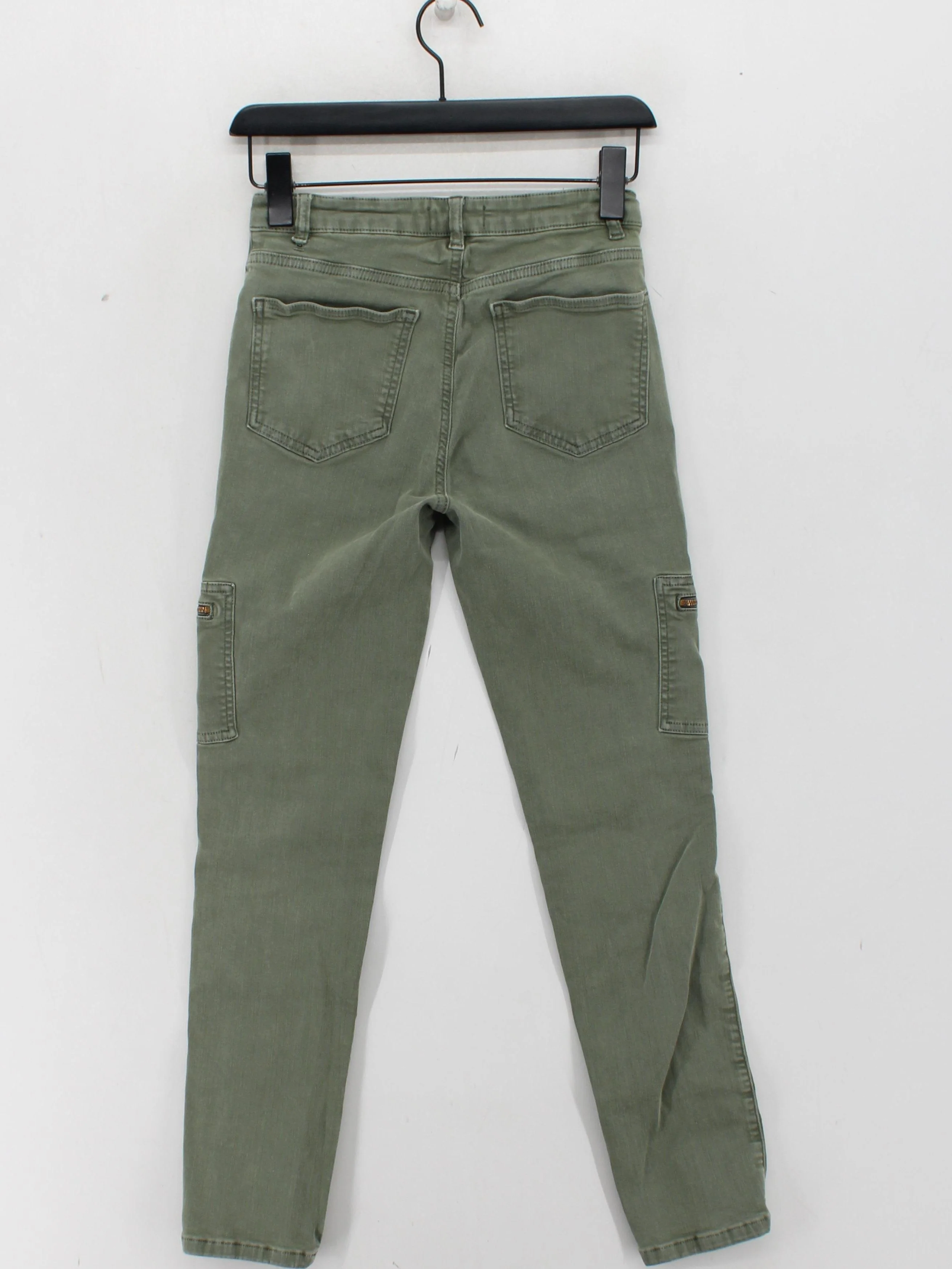 Mint Velvet Women's Trousers UK 8 Green Cotton with Elastane Tapered Cargo - Image 2