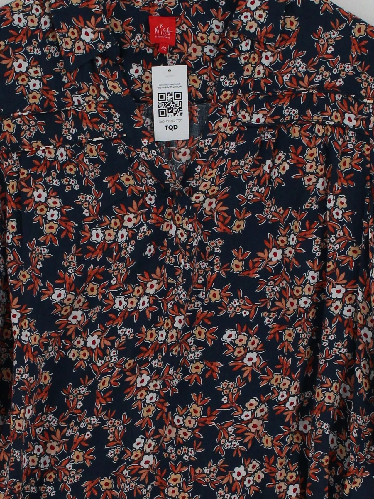 Miss By Captain Tortue Women's Blouse UK 14 Blue 100% Viscose Basic - Image 3