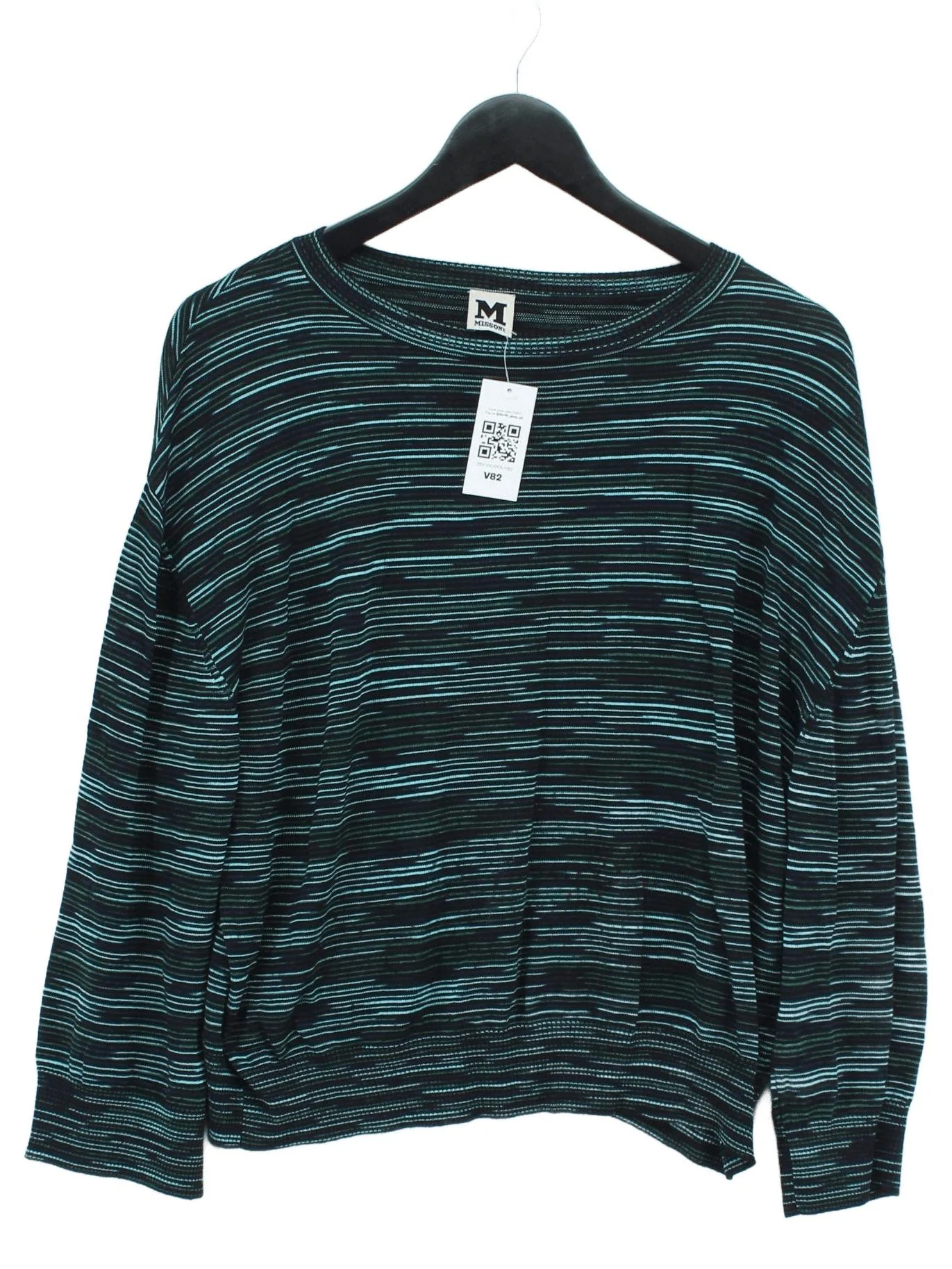 Missoni Men's Jumper M Multi Striped Wool with Viscose Round Neck Pullover