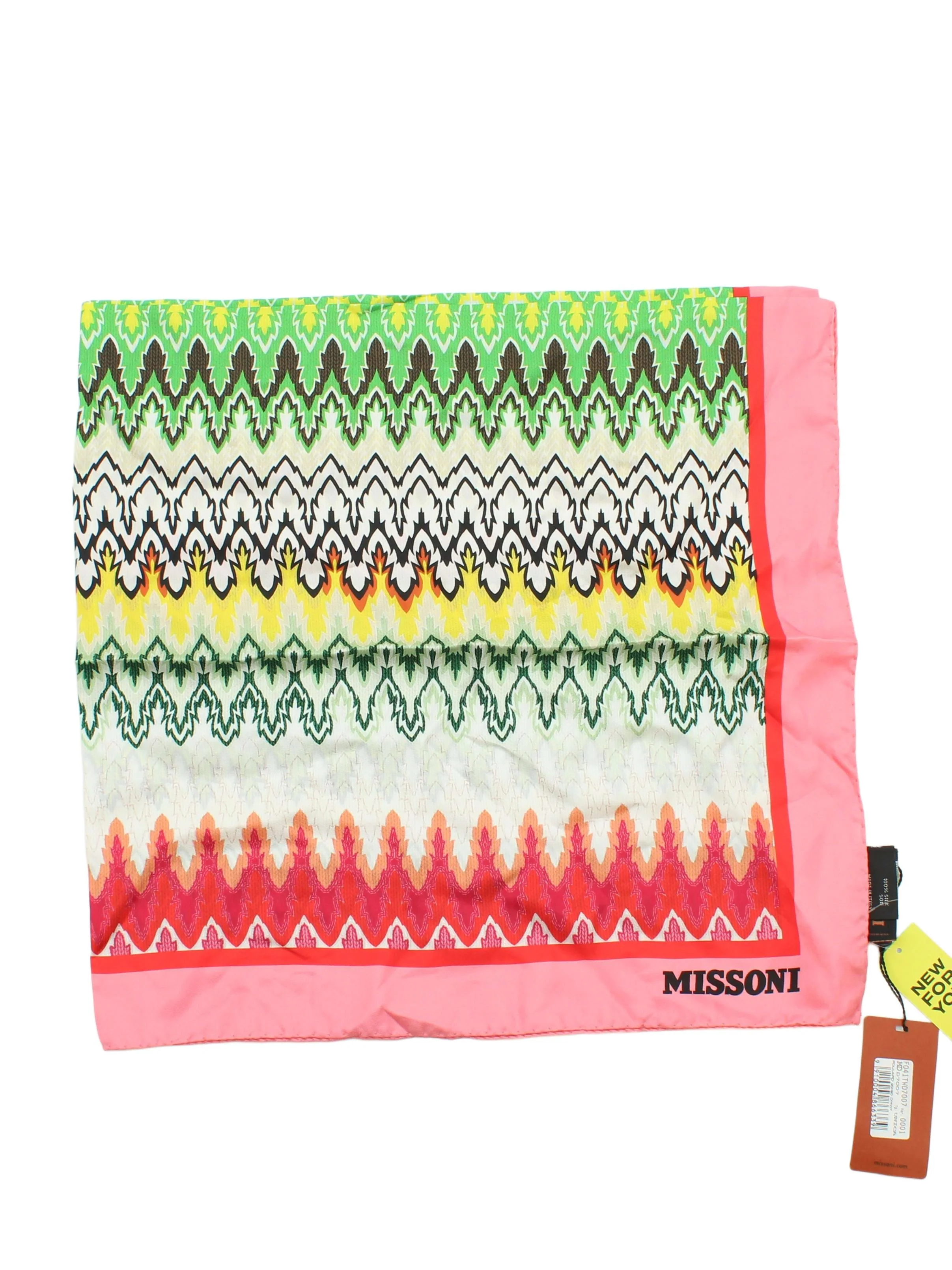 Missoni Women's Scarf Pink Geometric 100% Silk Rectangle Scarf
