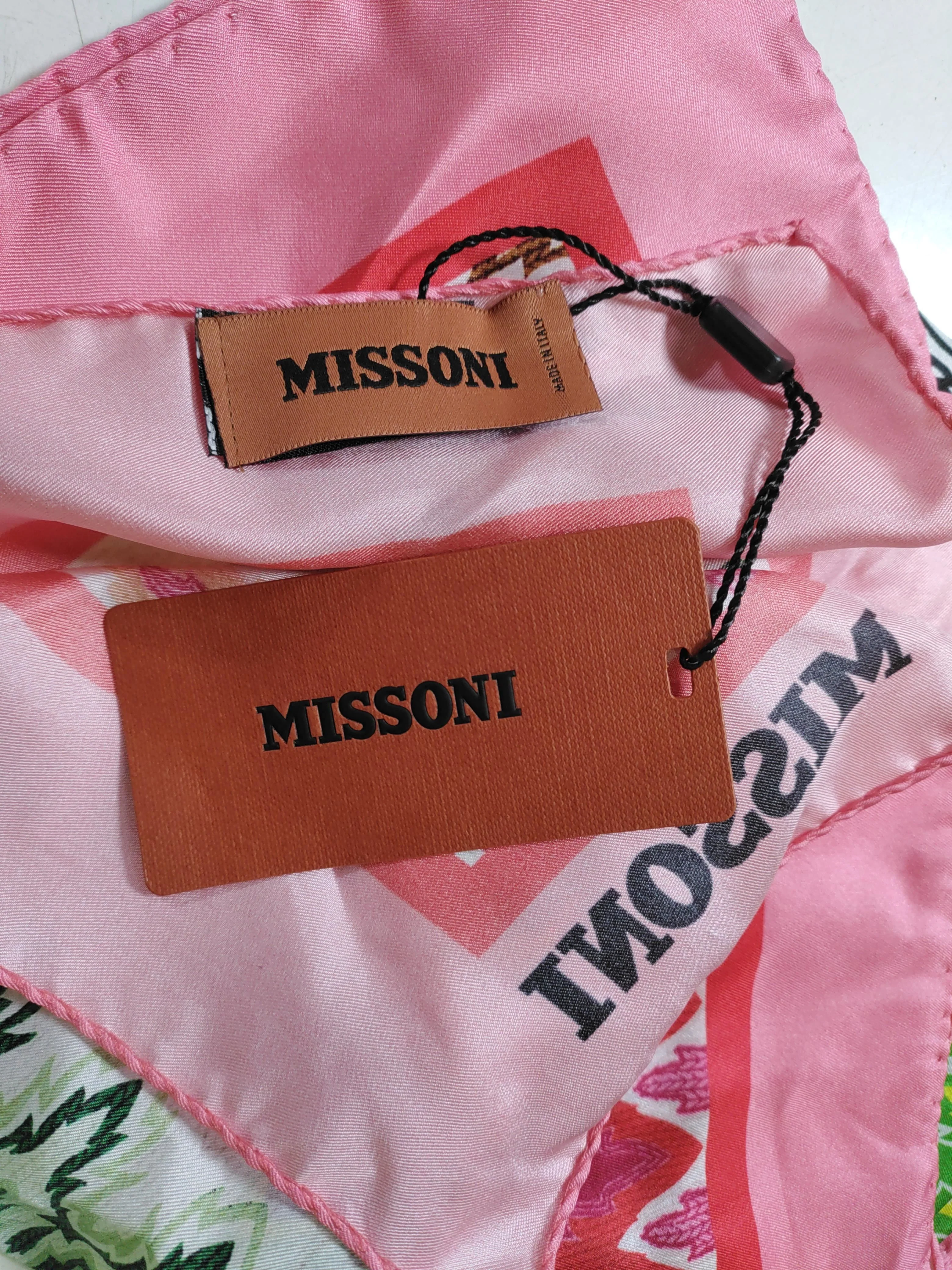 Missoni Women's Scarf Pink Geometric 100% Silk Rectangle Scarf - Image 5
