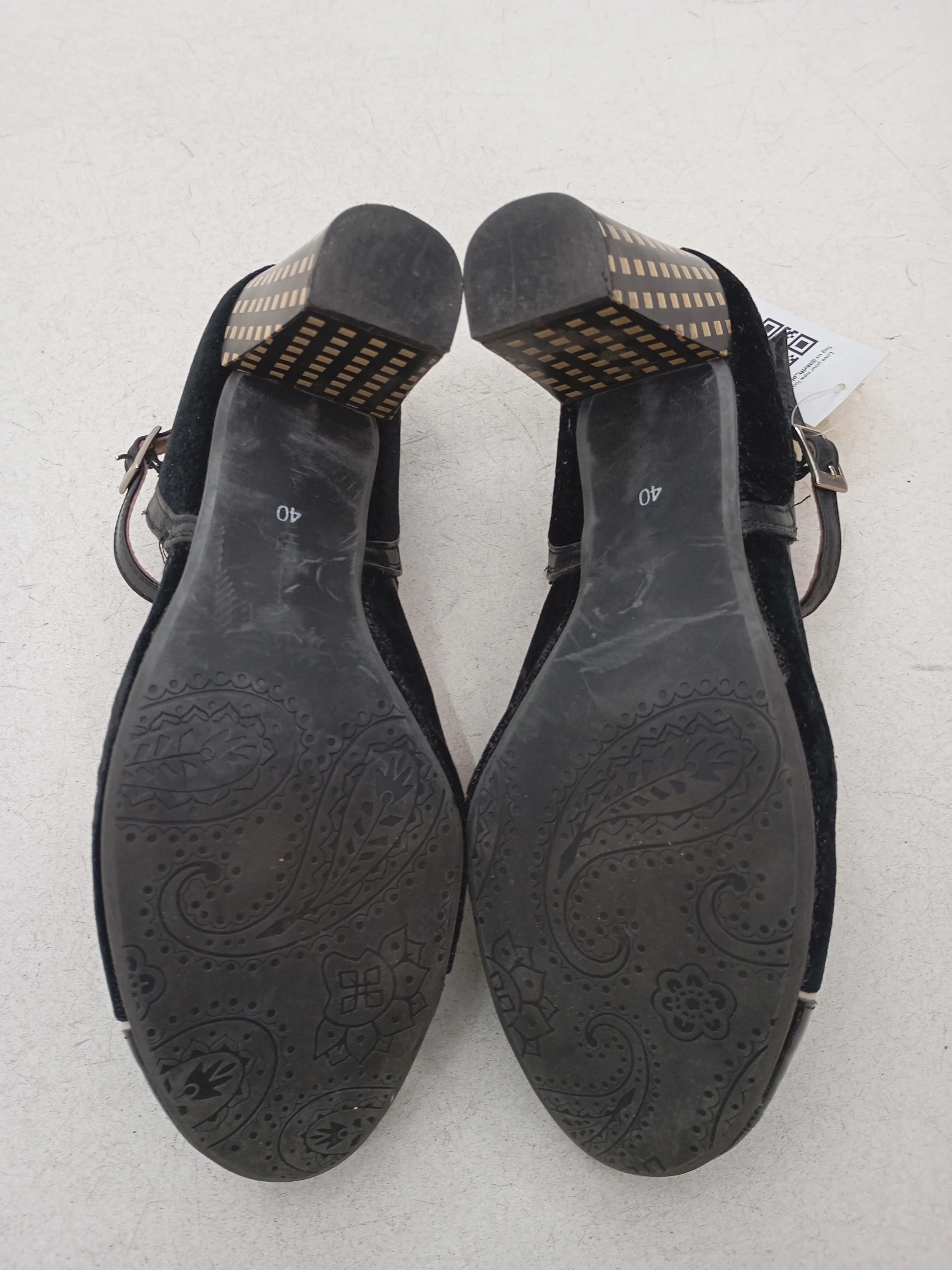 Mod Shoes Women's Heels UK 6.5 Black Geometric Suede with Faux Leather Court - Image 7