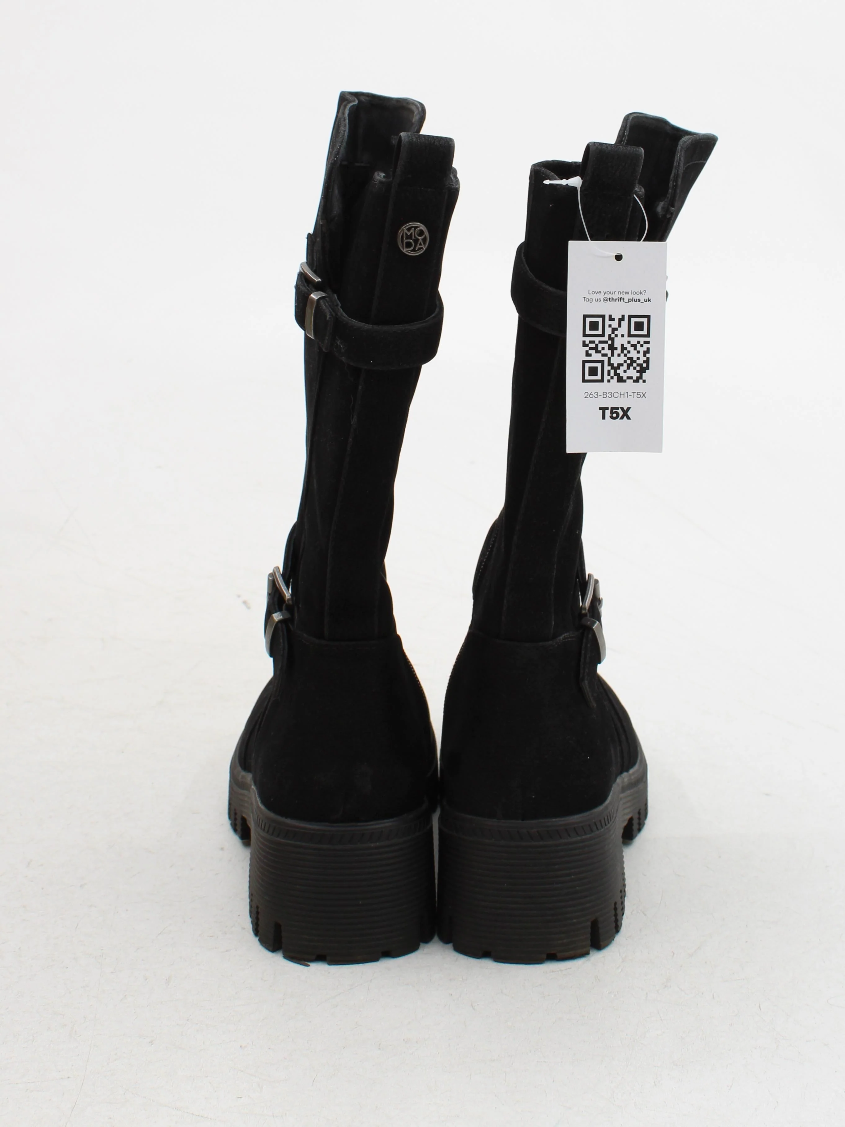 Moda In Pelle Women's Boots UK 6 Black 100% Suede Combat - Image 3