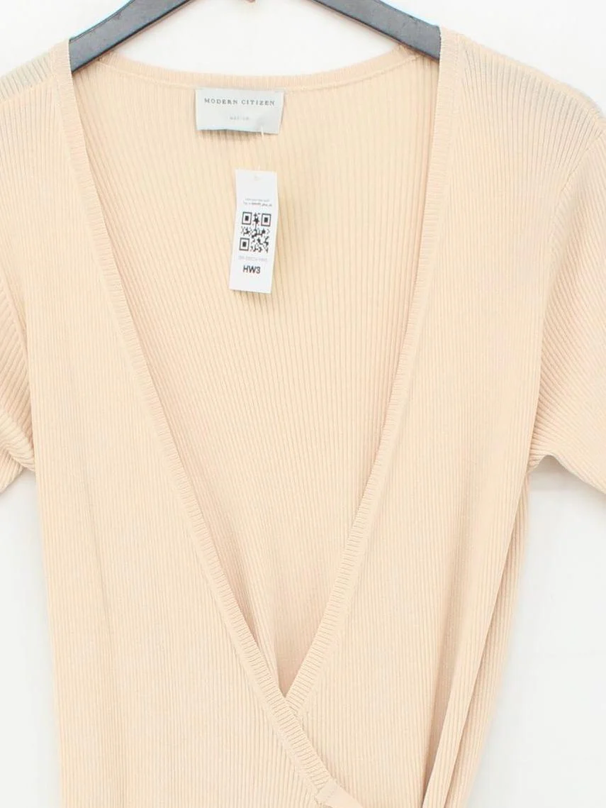 Modern Citizen Wrap Midi Dress M in Cream - Image 3
