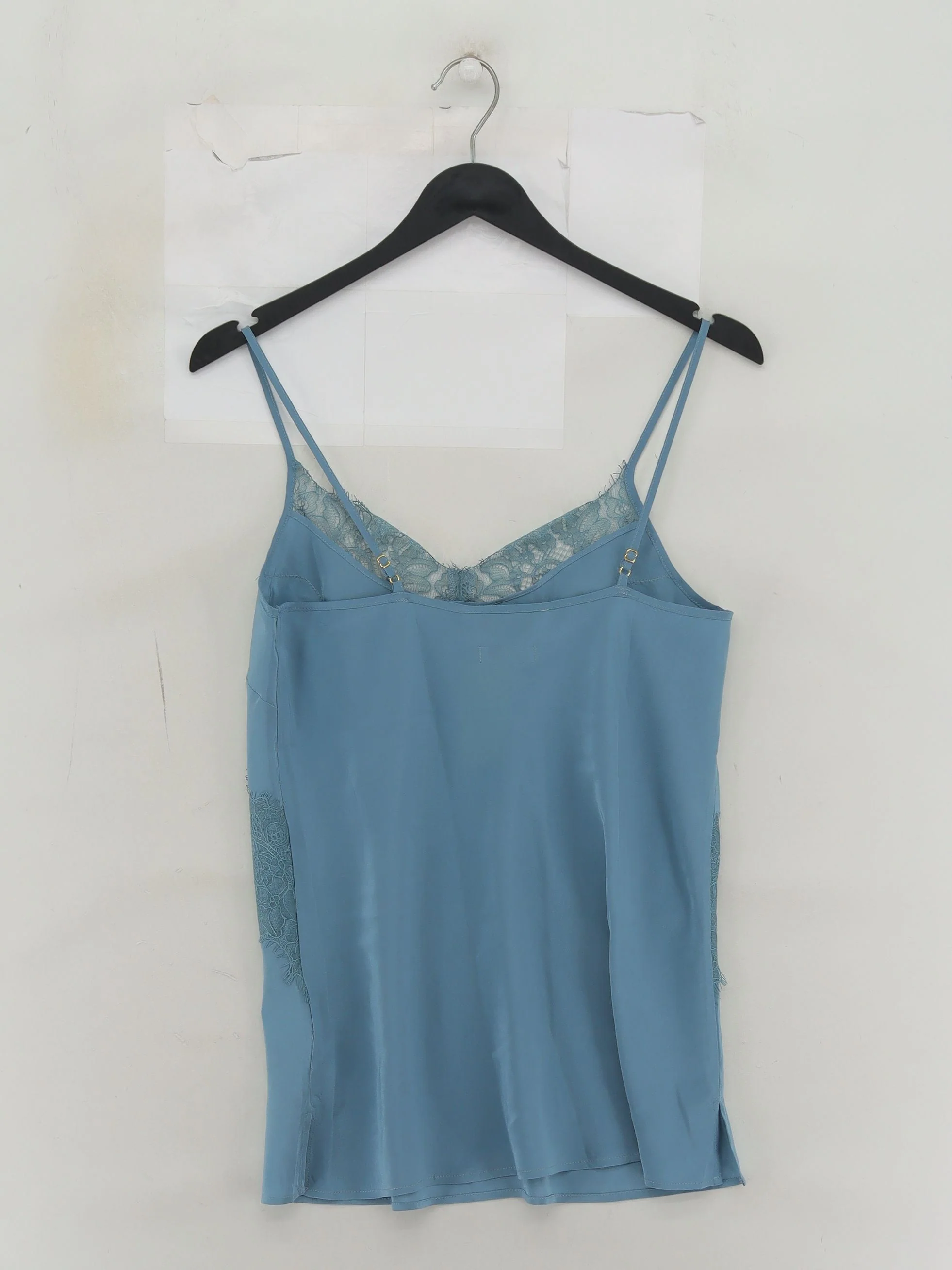 Modern Rarity Women's Top UK 8 Blue 100% Silk Sleeveless V-Neck Basic - Image 2