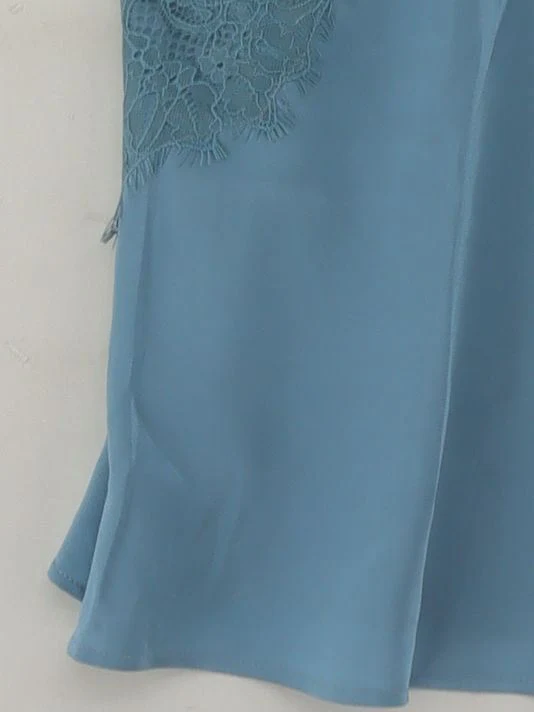 Modern Rarity Women's Top UK 8 Blue 100% Silk Sleeveless V-Neck Basic - Image 4