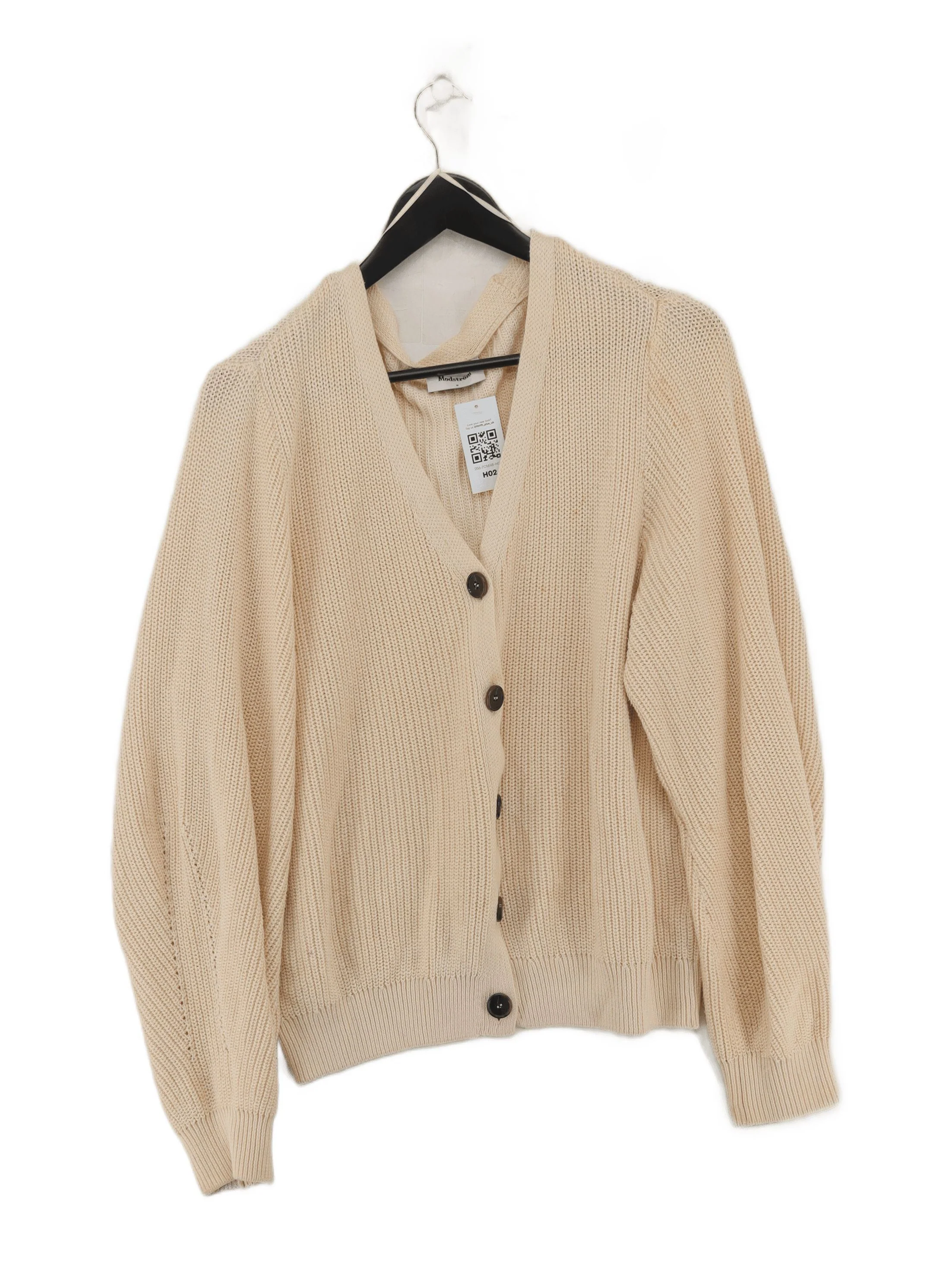 Modstrom Women's Cardigan M Cream 100% Cotton V-Neck Cardigan