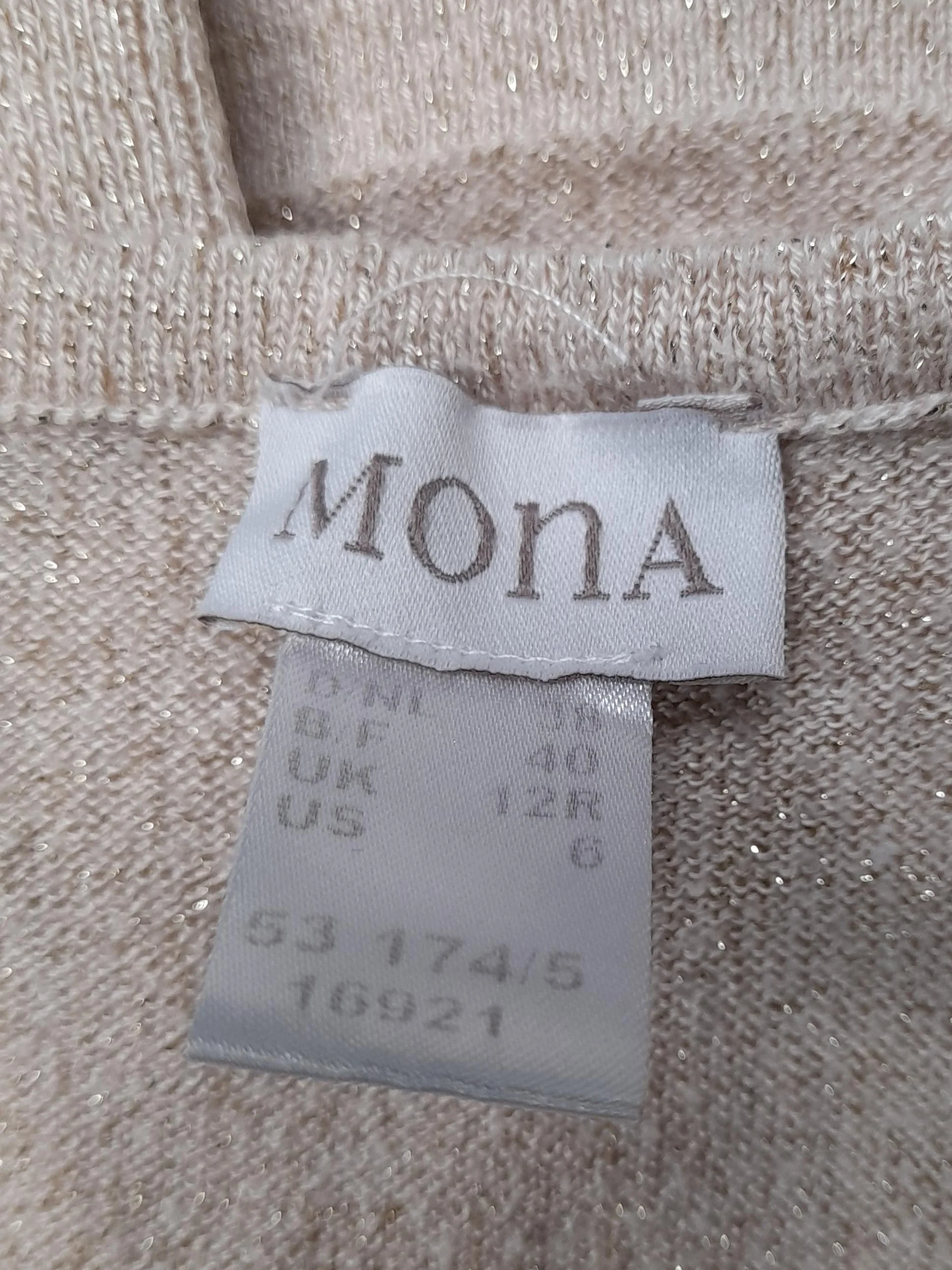 Mona Women's Jumper UK 10 Cream Viscose with Acrylic V-Neck Pullover - Image 5