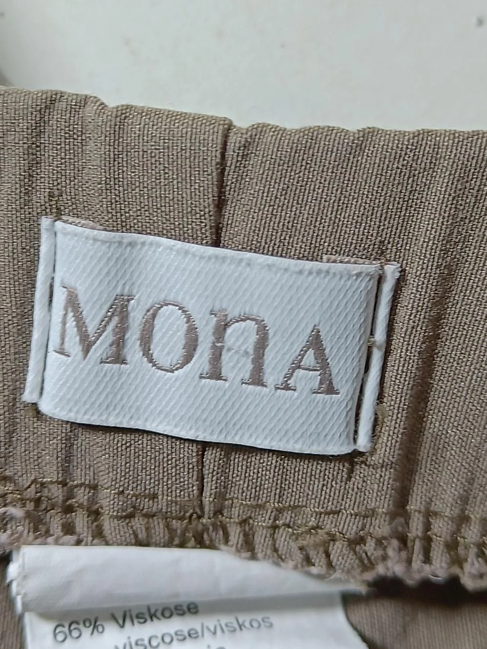 Mona Women's Trousers M Brown Viscose with Polyamide, Elastane Straight Chino - Image 5