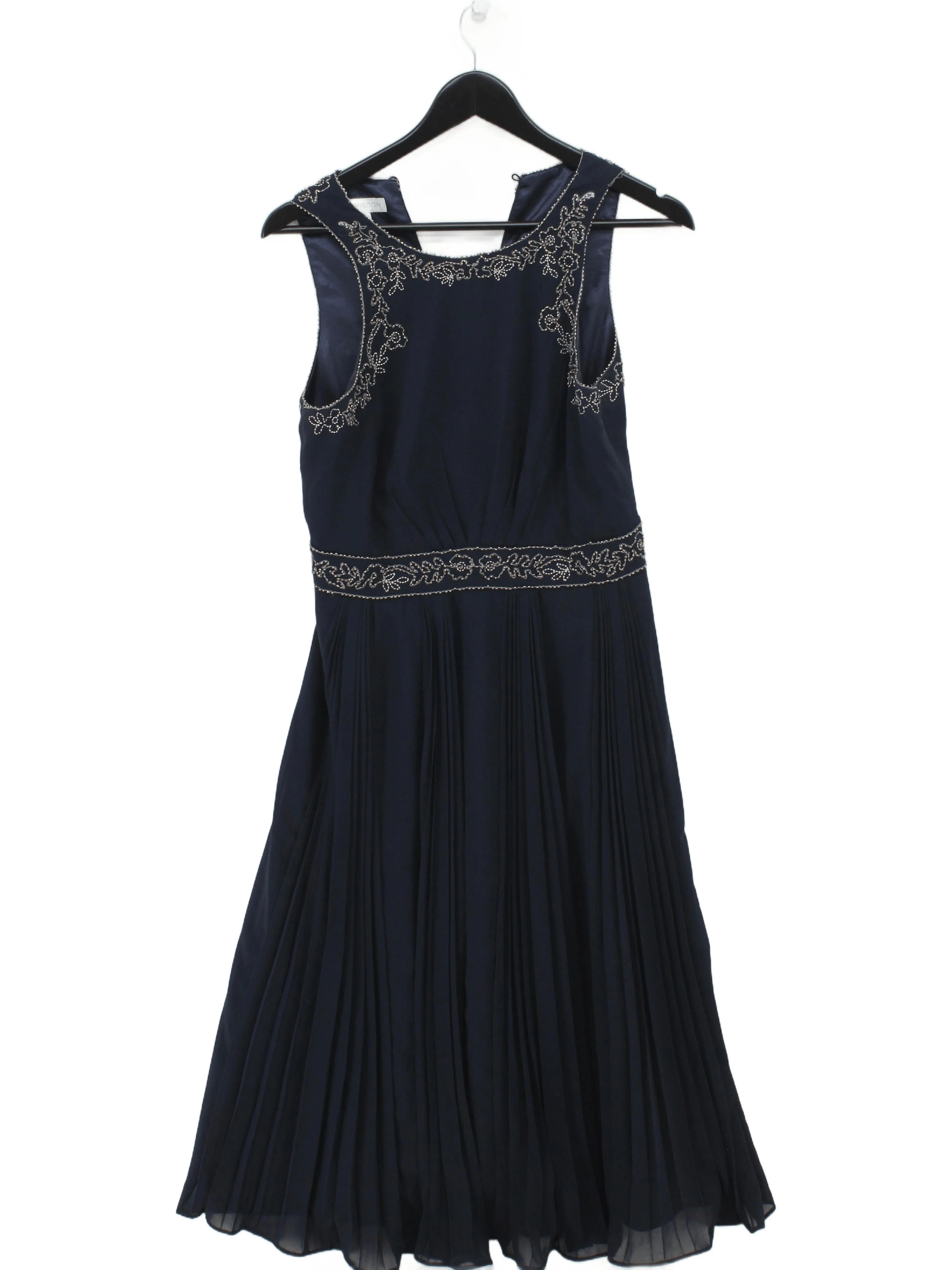 Monsoon A-Line Midi Dress UK10 in Blue