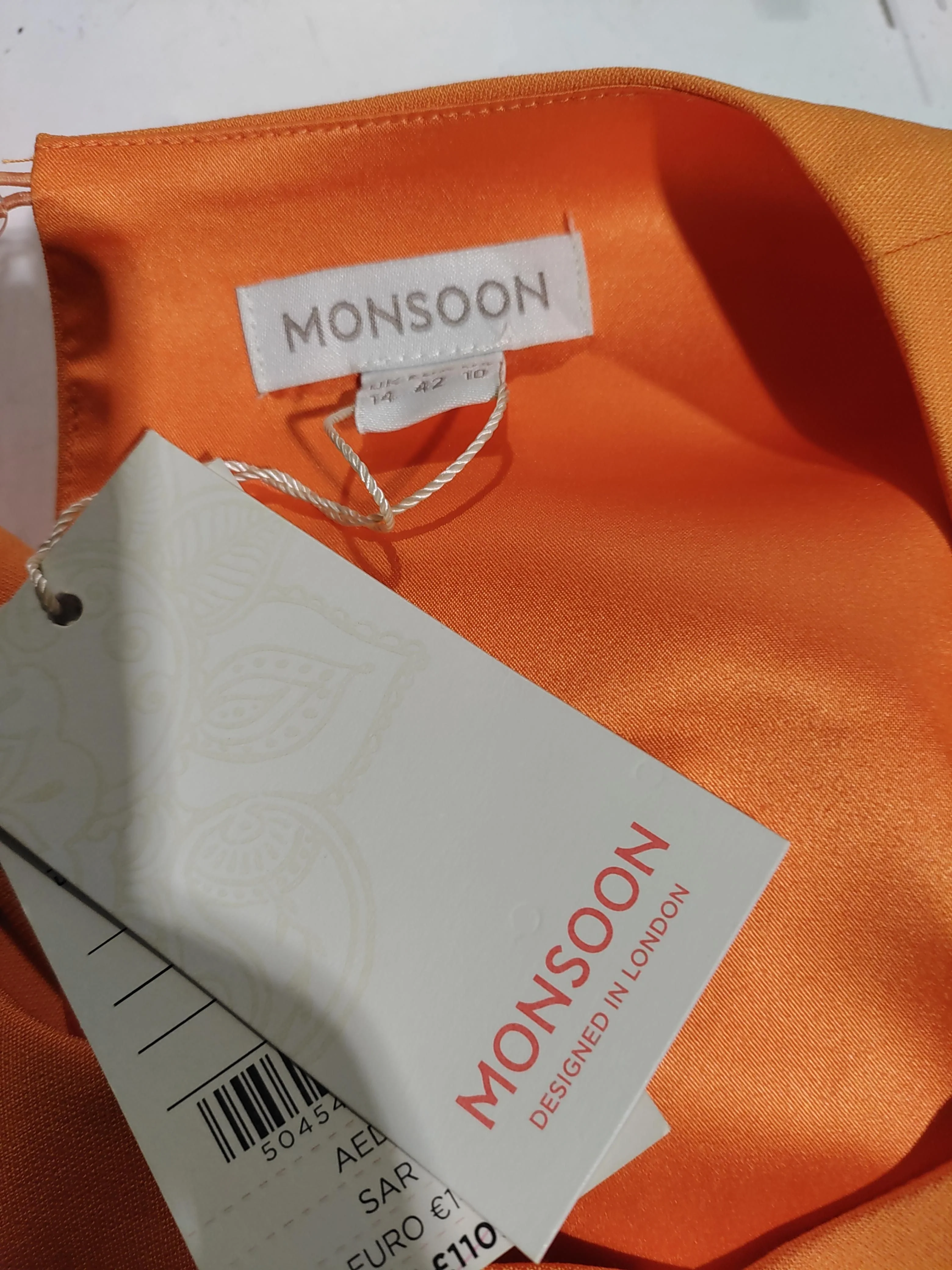Monsoon A-Line Midi Dress UK14 in Orange - Image 5