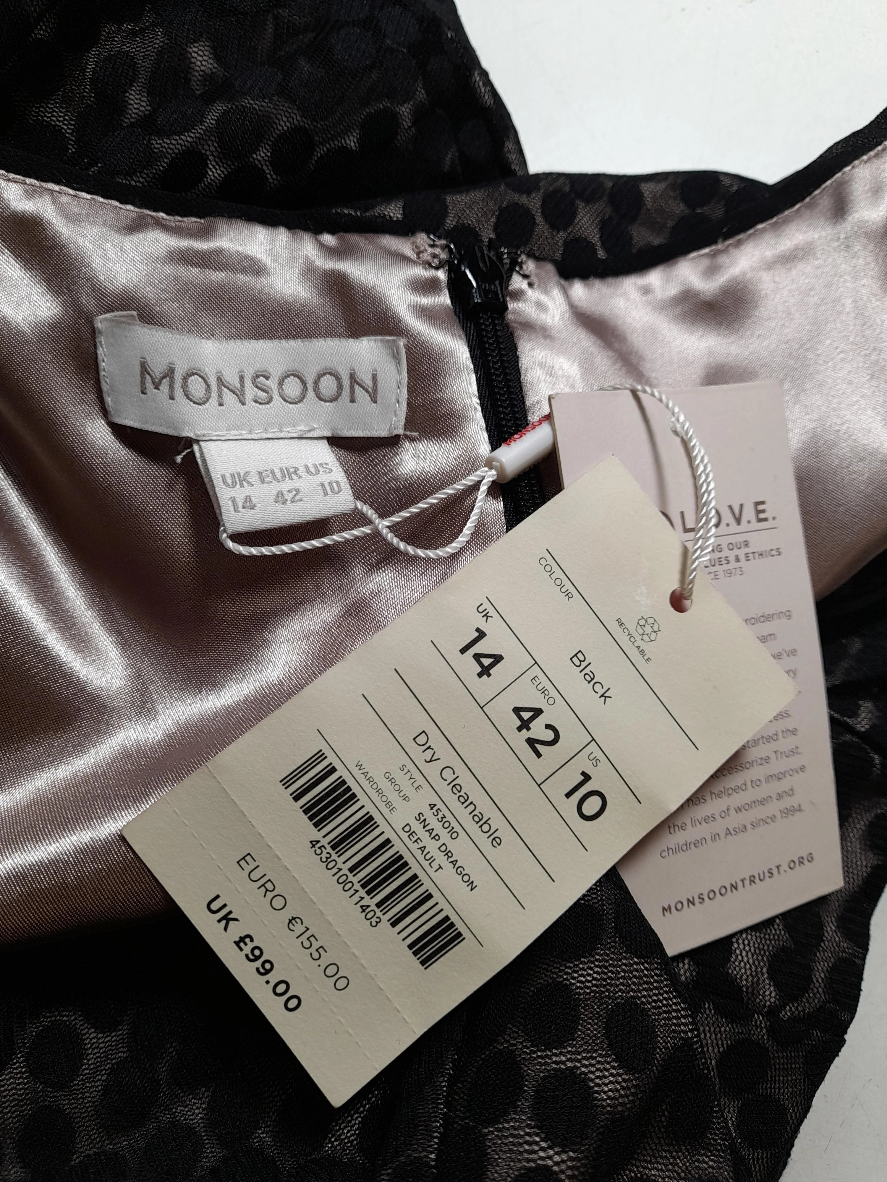 Monsoon A-Line Mini Dress UK14 in Black - Image 5