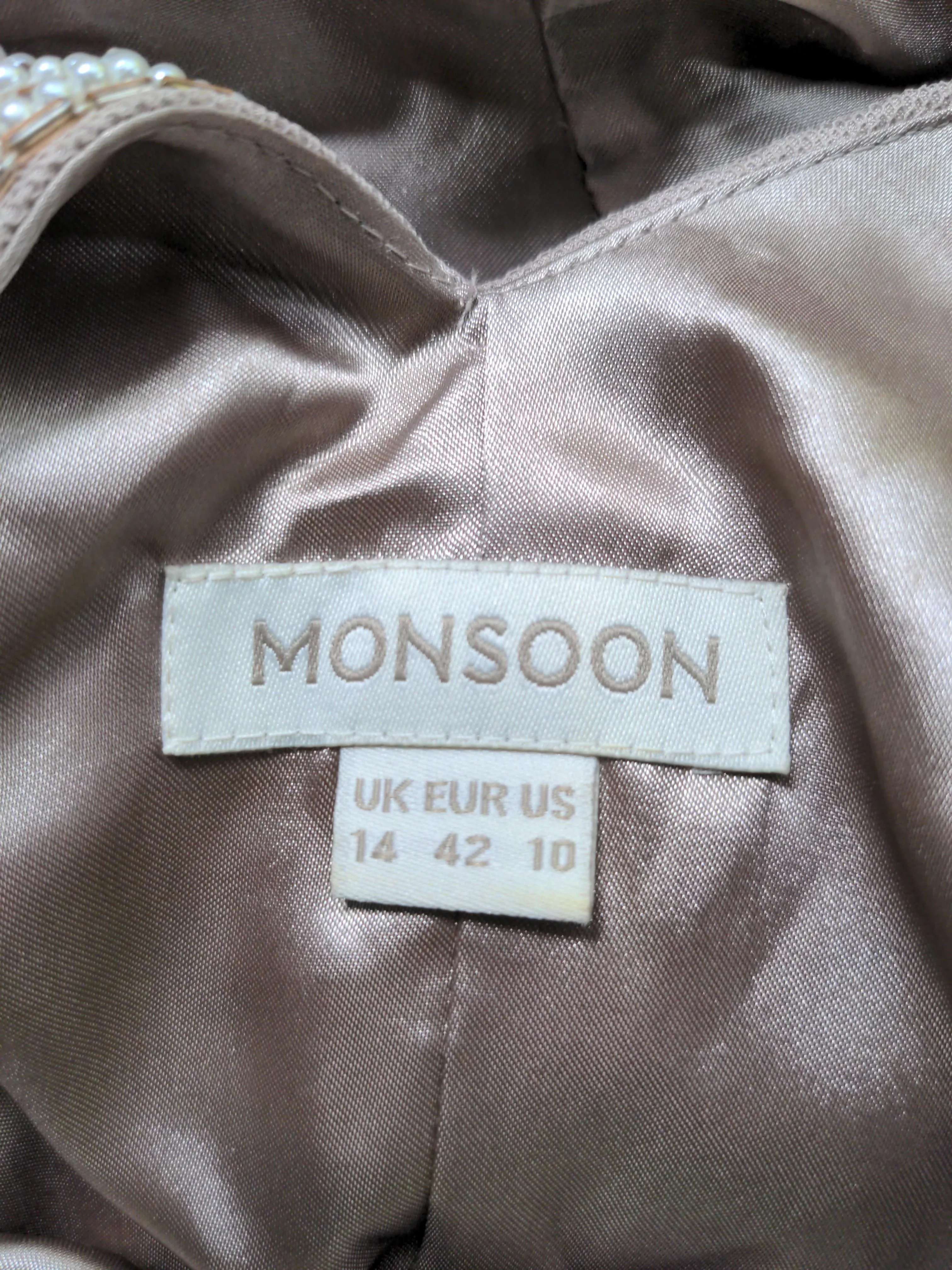 Monsoon A-Line Mini Dress UK14 in Tan - Image 5