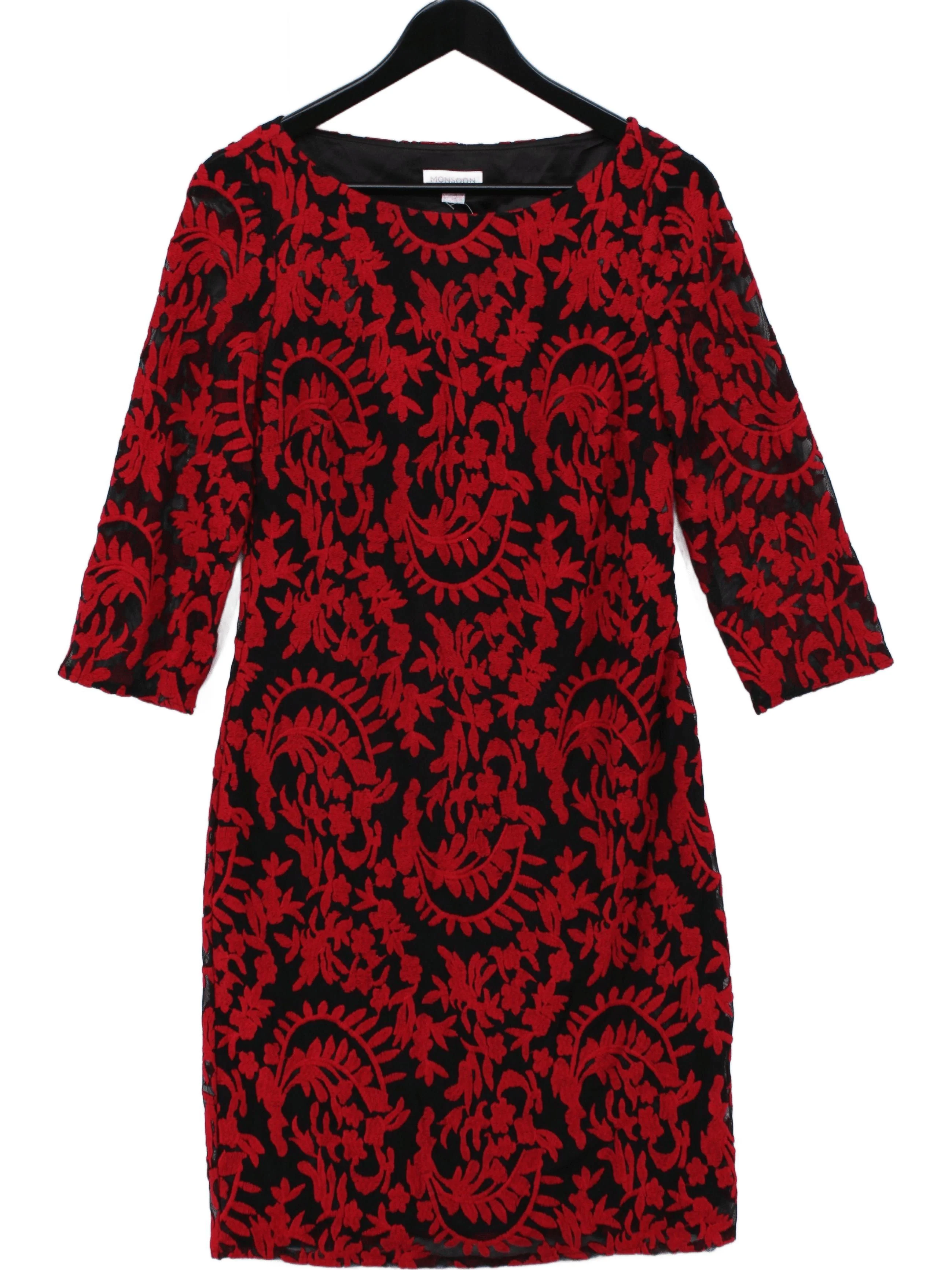Monsoon Bodycon Midi Dress UK10 in Red