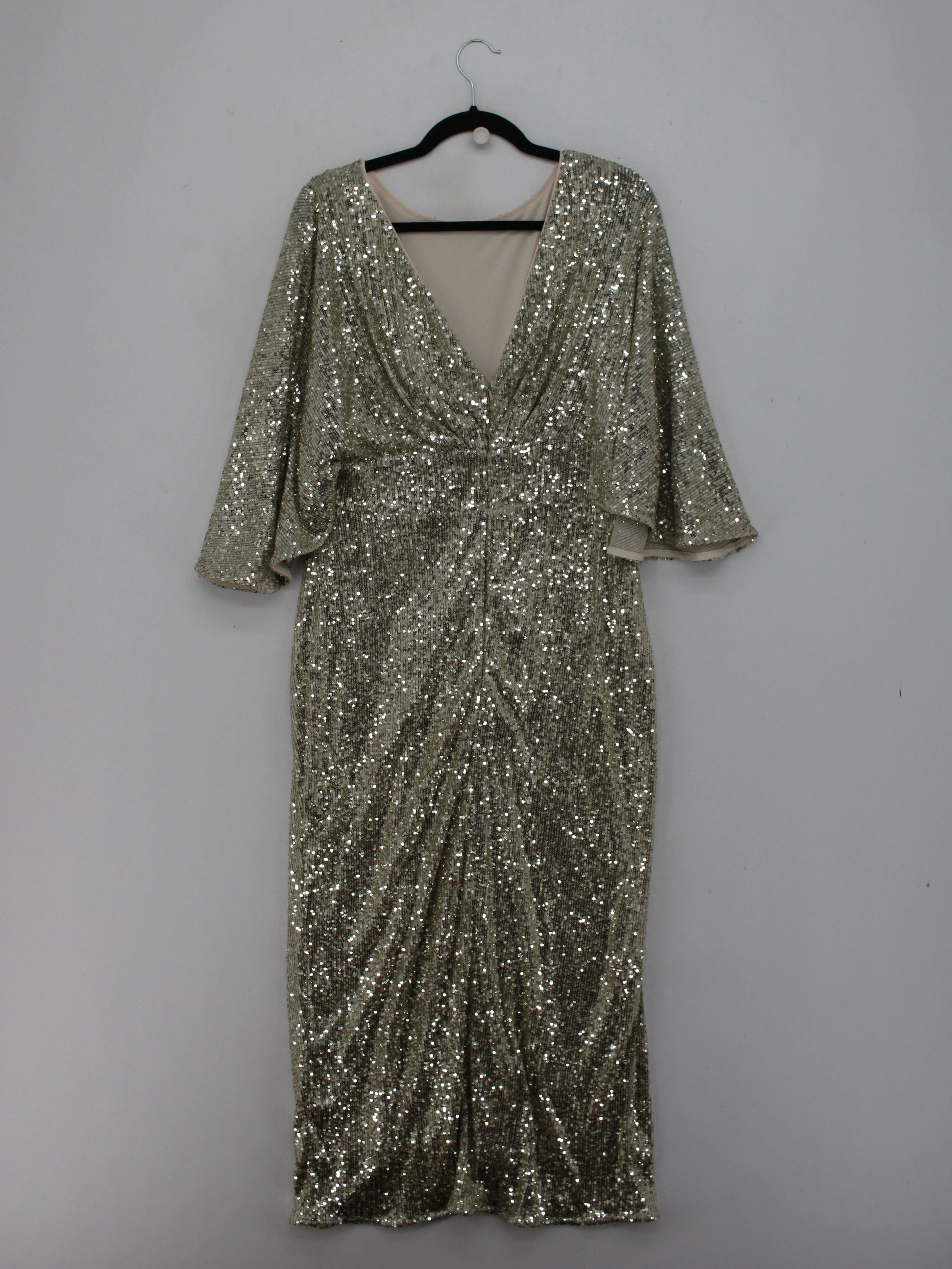 Monsoon Bodycon Midi Dress UK16 in Gold - Image 2