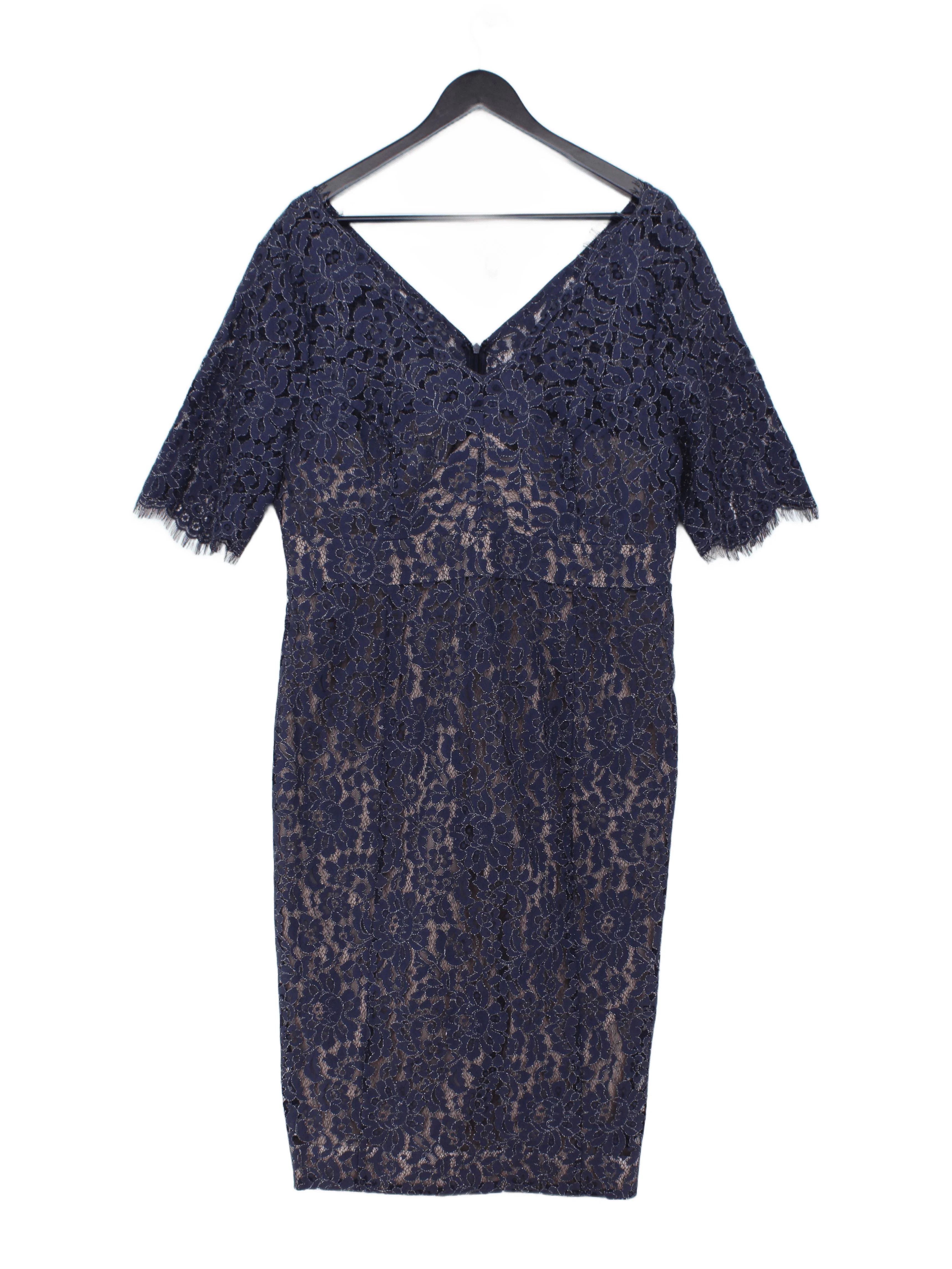Monsoon Bodycon Midi Dress UK18 in Blue