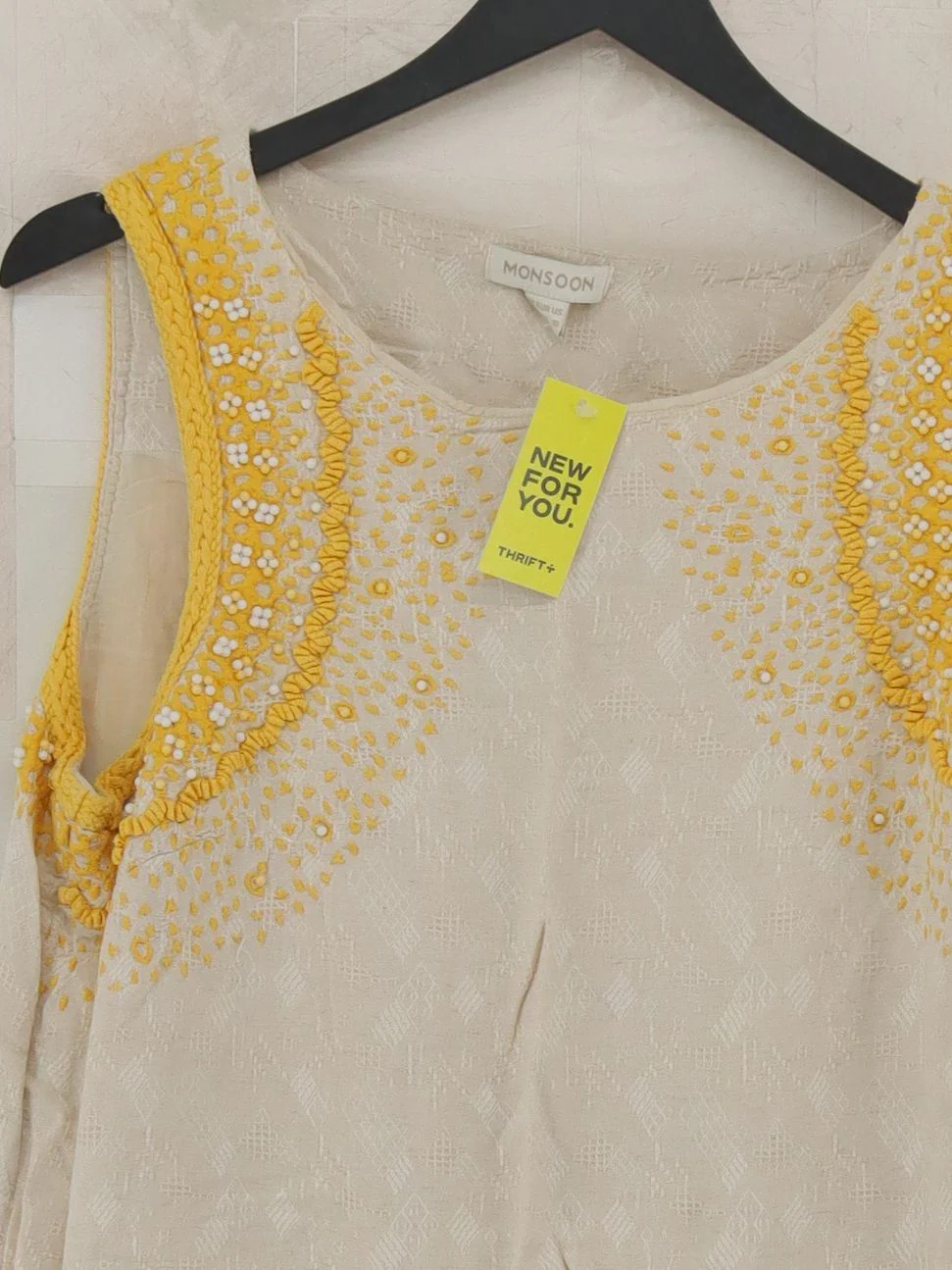 Monsoon Pinafore/Dungaree Mini Dress UK14 in Cream - Image 3