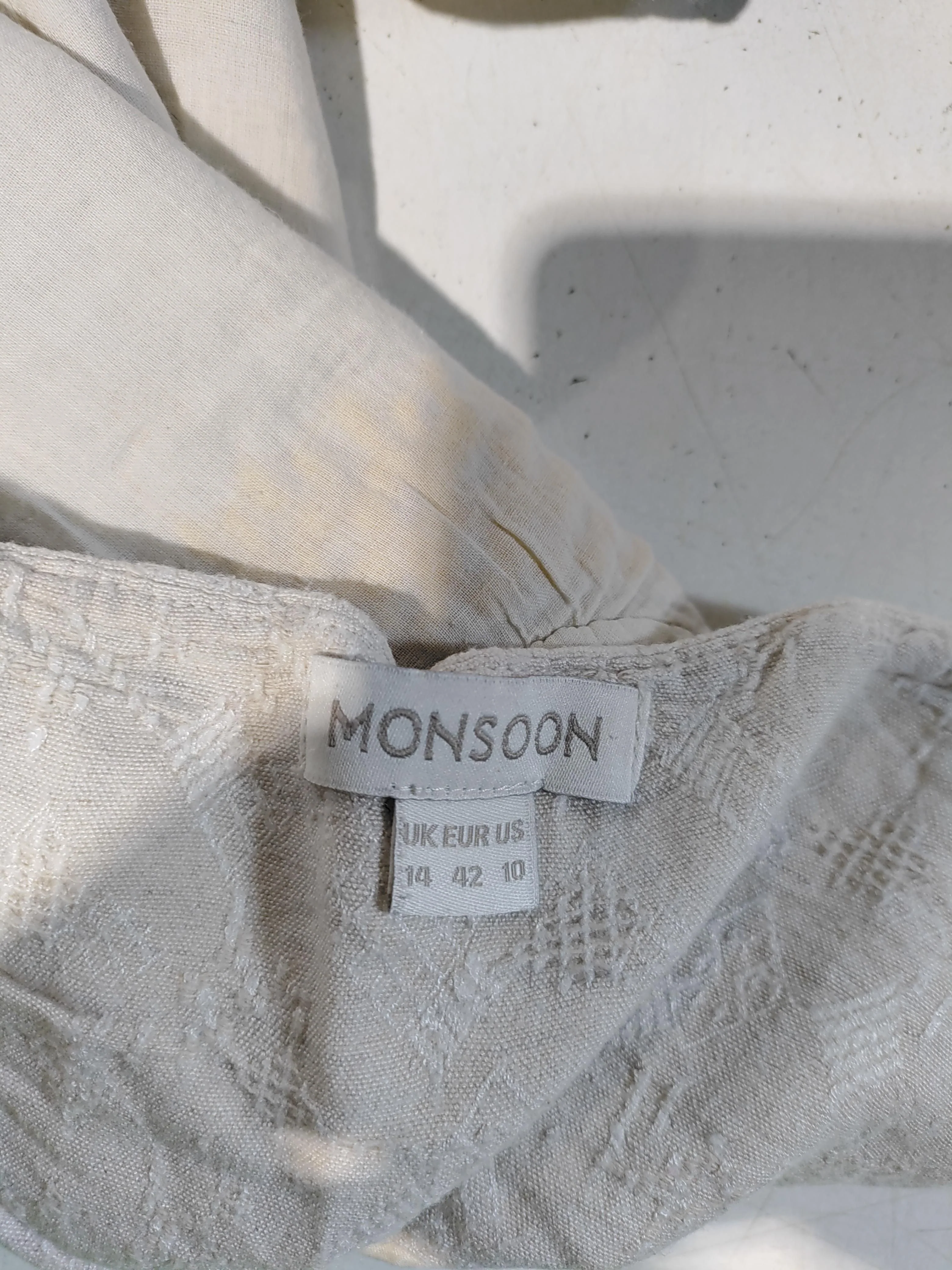 Monsoon Pinafore/Dungaree Mini Dress UK14 in Cream - Image 5