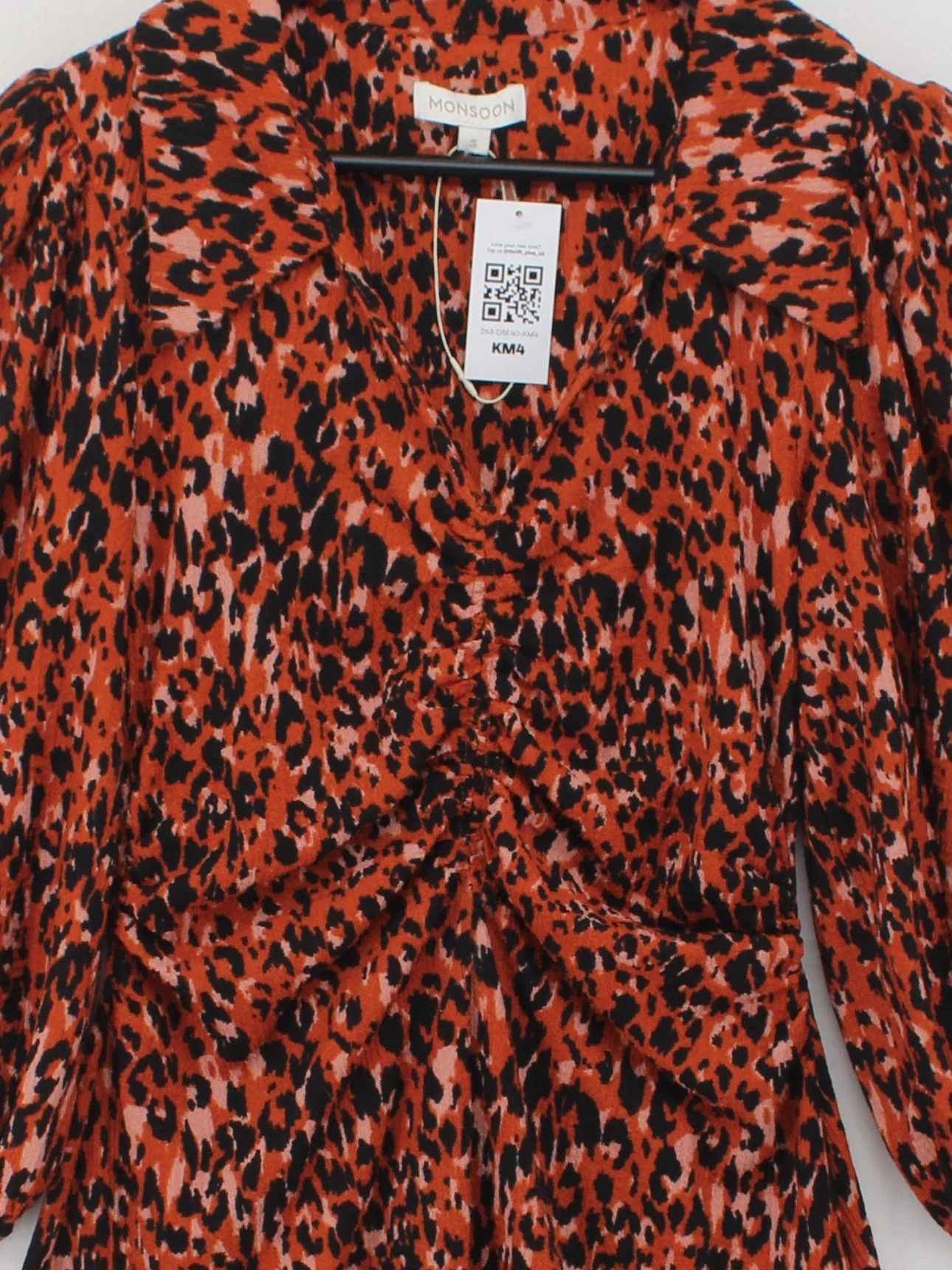 Monsoon Shirt Midi Dress S in Orange - Image 3