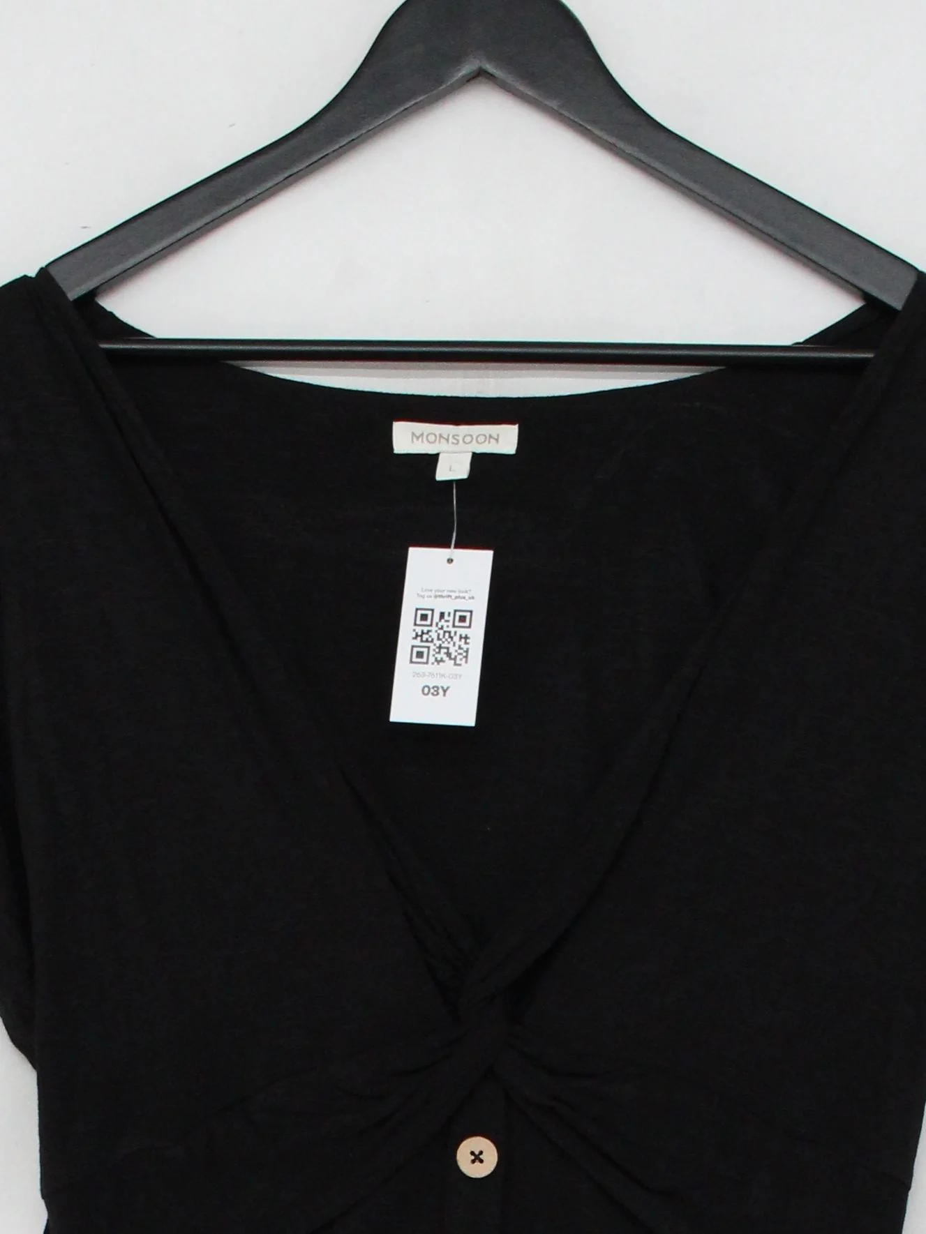 Monsoon Shirt Midi Dress UK12 in Black - Image 3