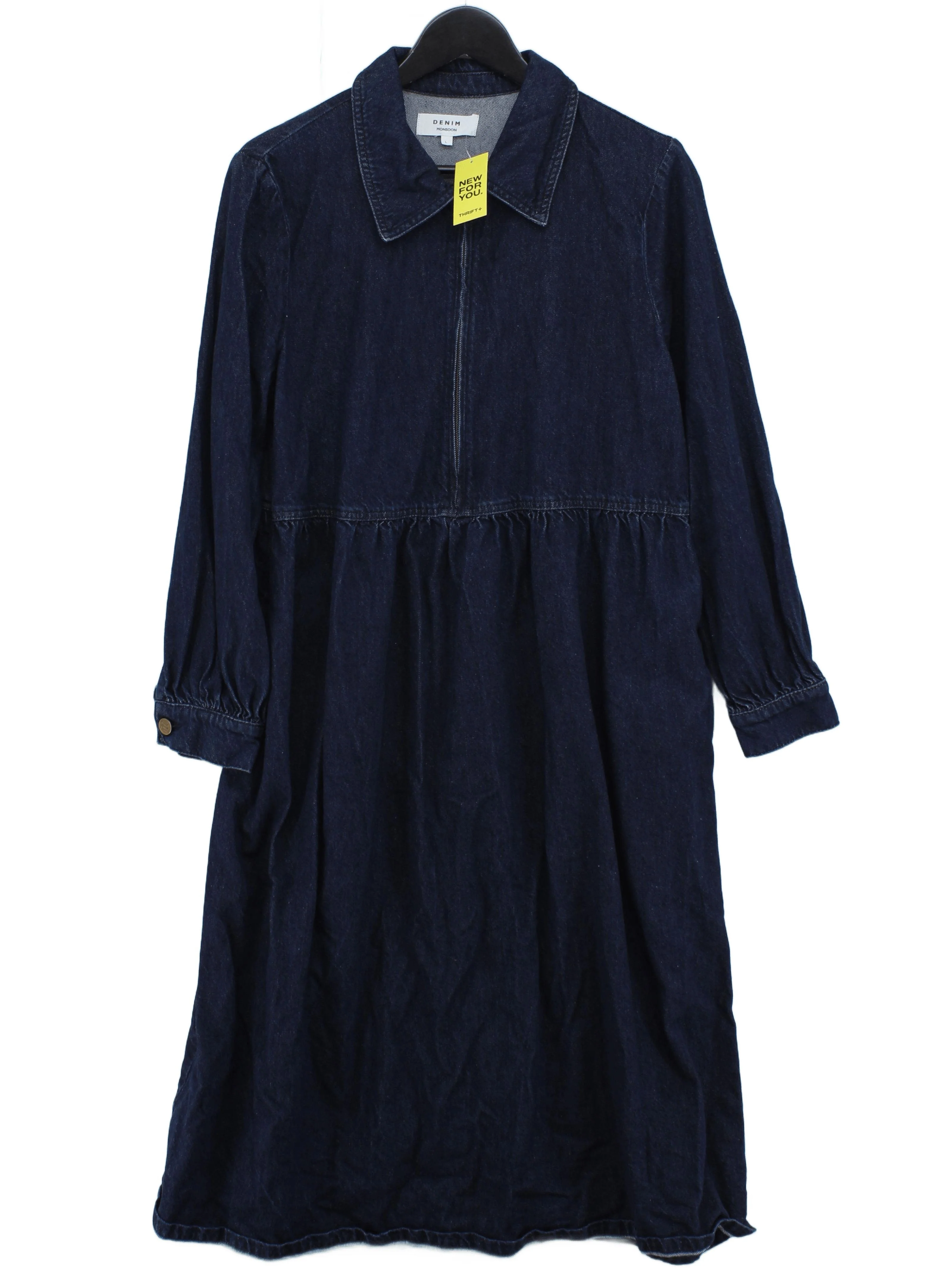 Monsoon Shirt Midi Dress UK12 in Blue