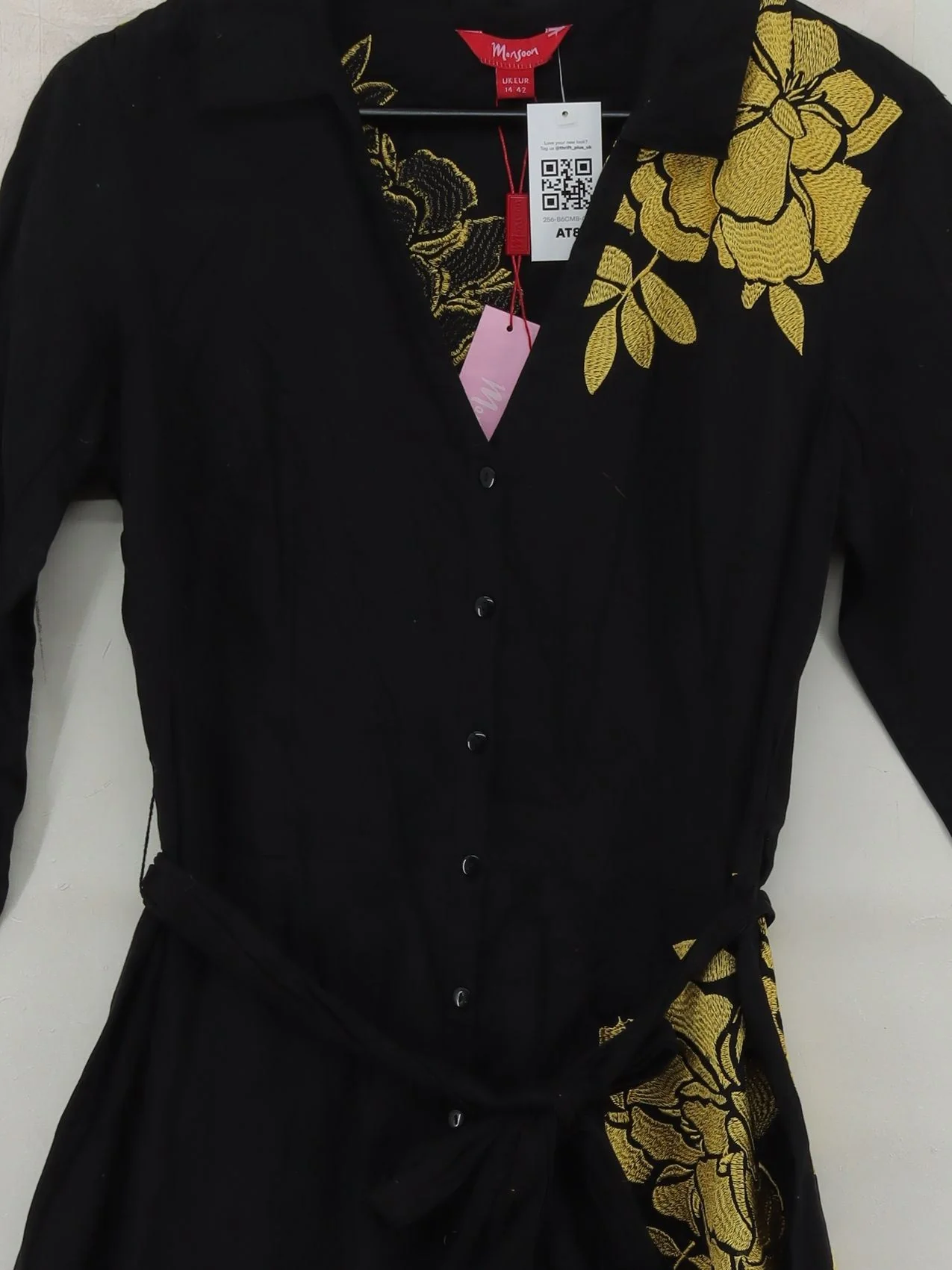 Monsoon Shirt Midi Dress UK14 in Black - Image 3