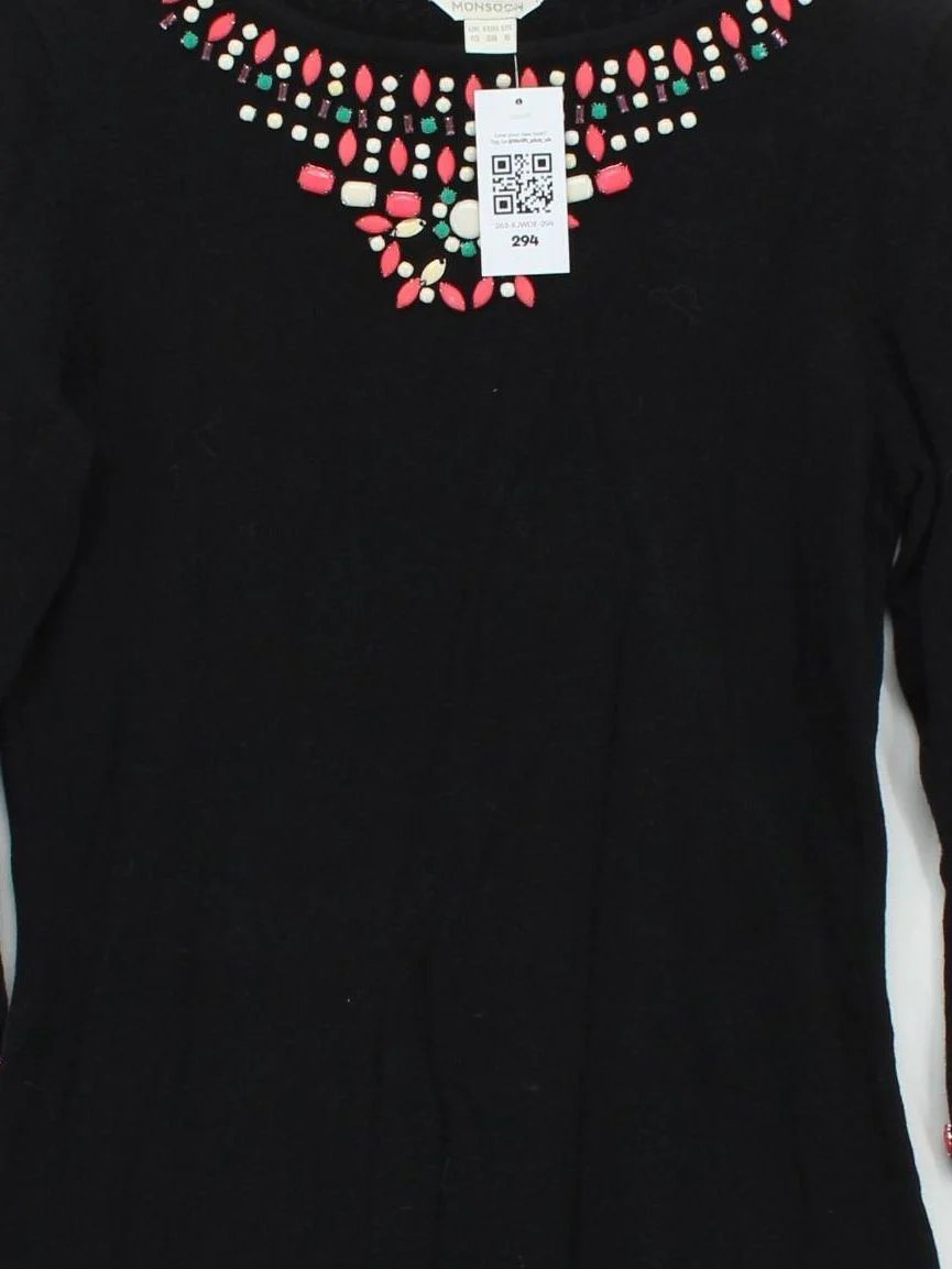 Monsoon T-Shirt Mini Dress UK10 in Black - Image 3
