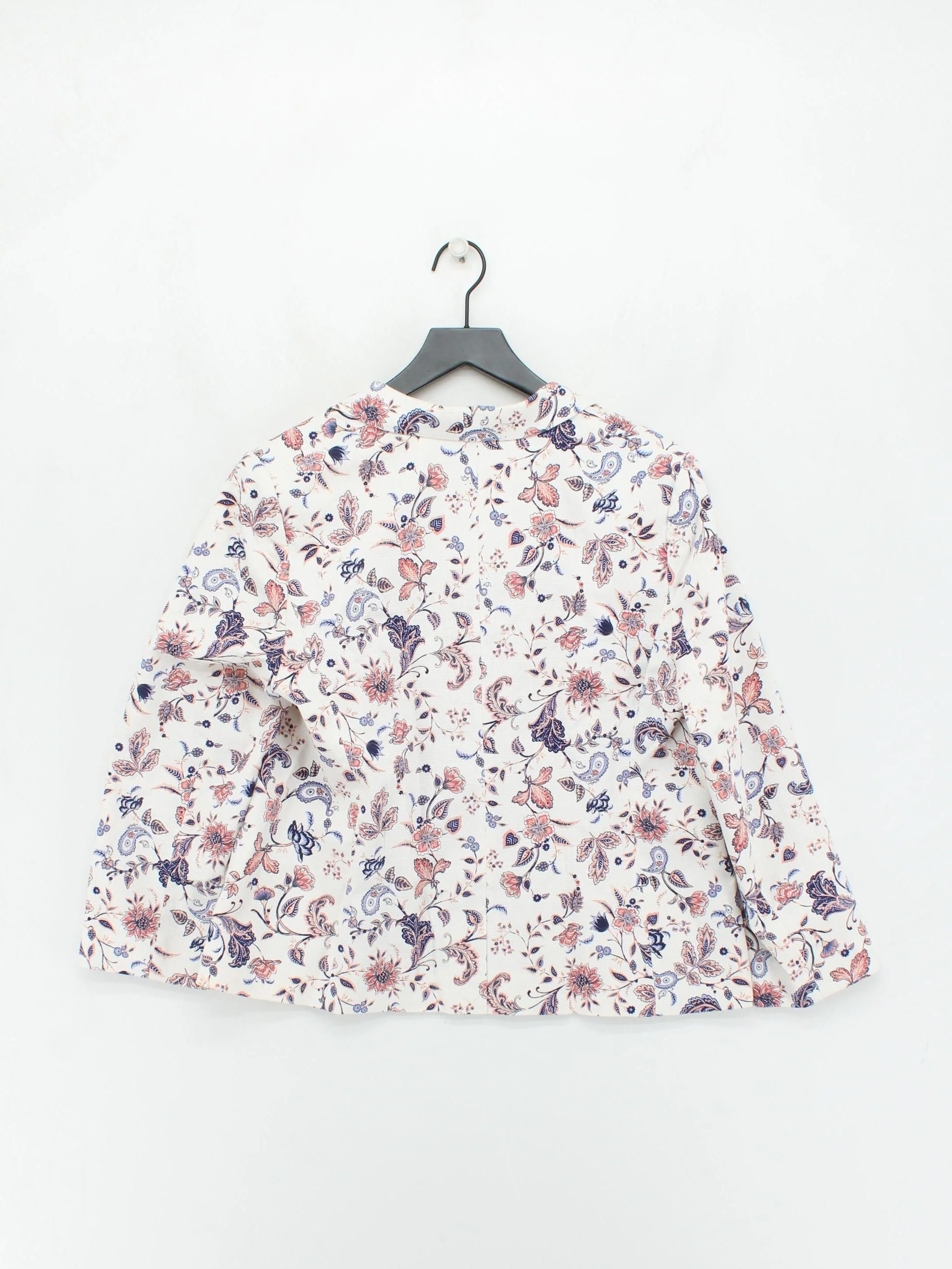 Monsoon Women's Blazer UK 16 Cream Floral Cotton with Elastane Overcoat - Image 2