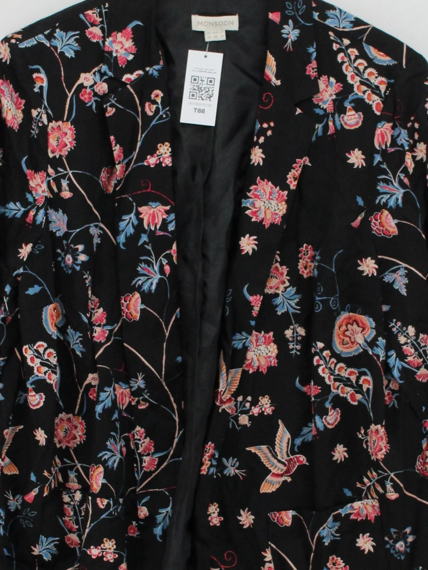 Monsoon Women's Blazer UK 18 Black Floral 100% Other Overcoat - Image 3