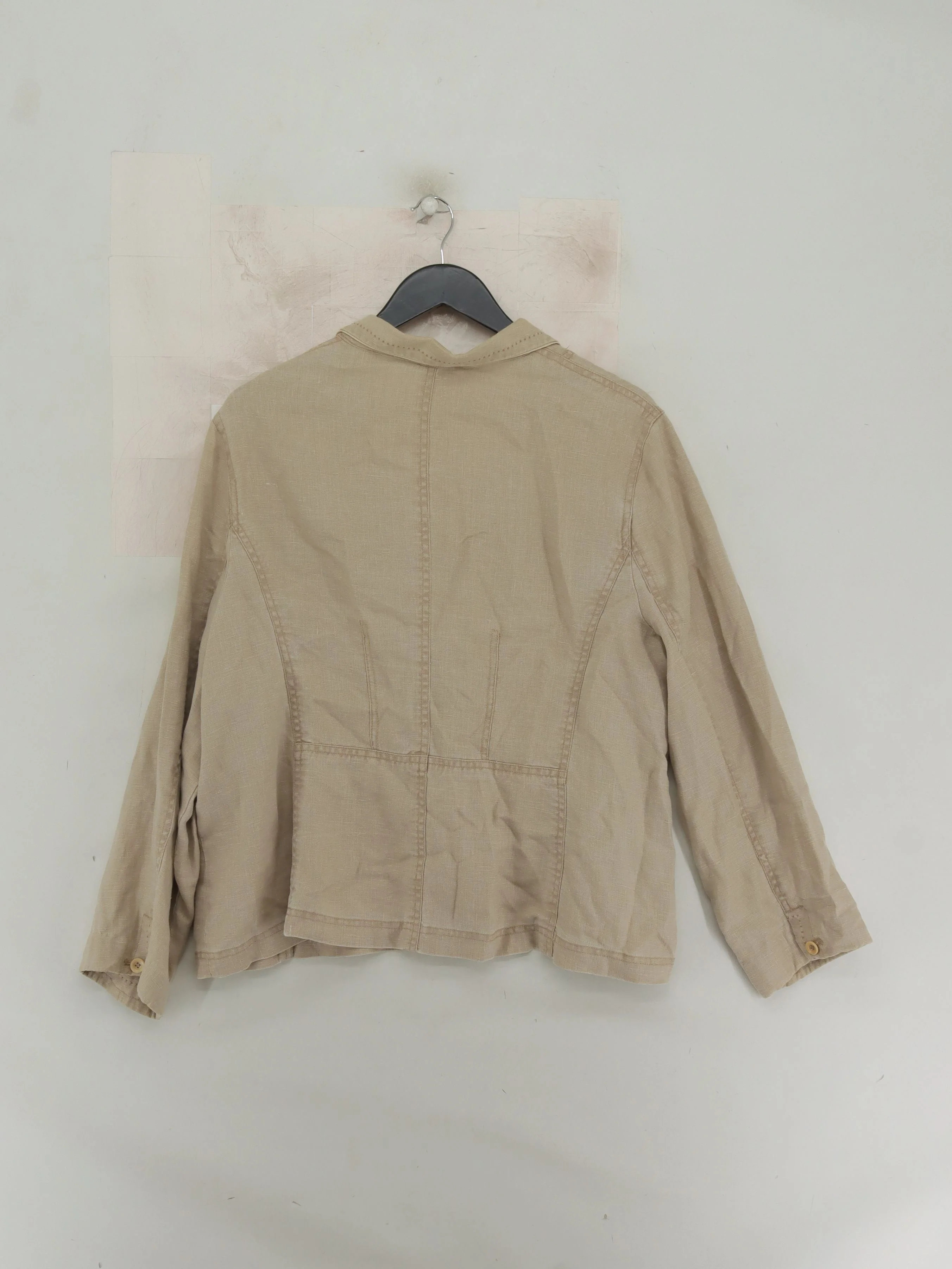 Monsoon Women's Blazer UK 22 Tan 100% Linen Overcoat - Image 2