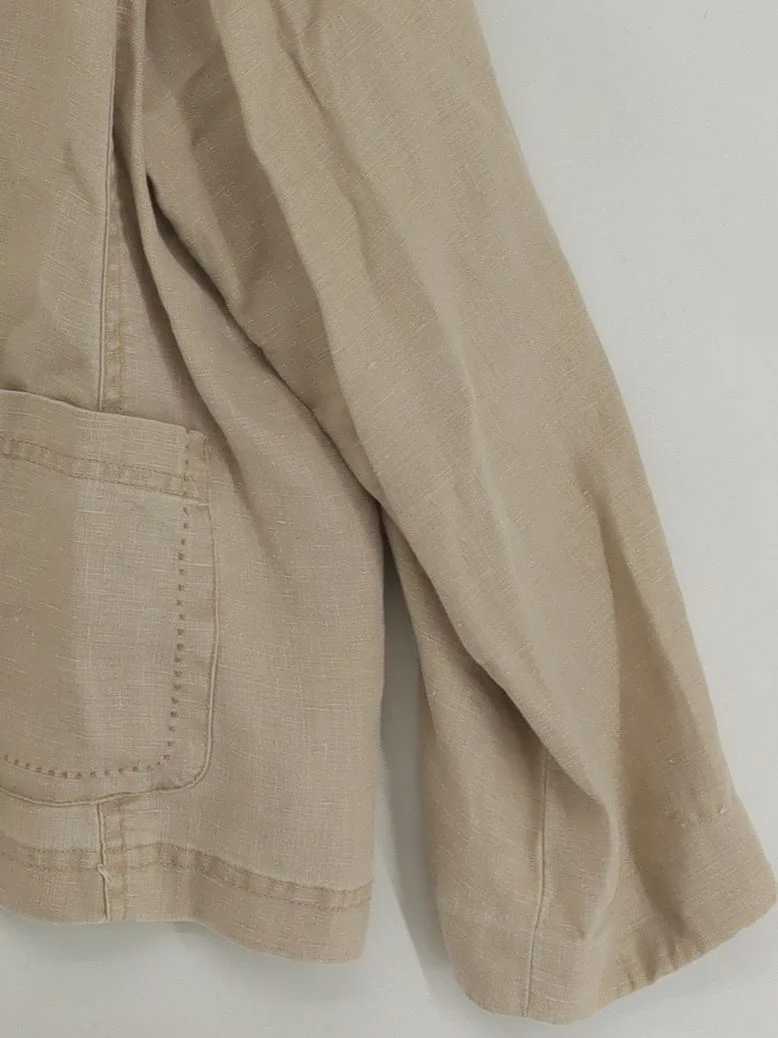 Monsoon Women's Blazer UK 22 Tan 100% Linen Overcoat - Image 4