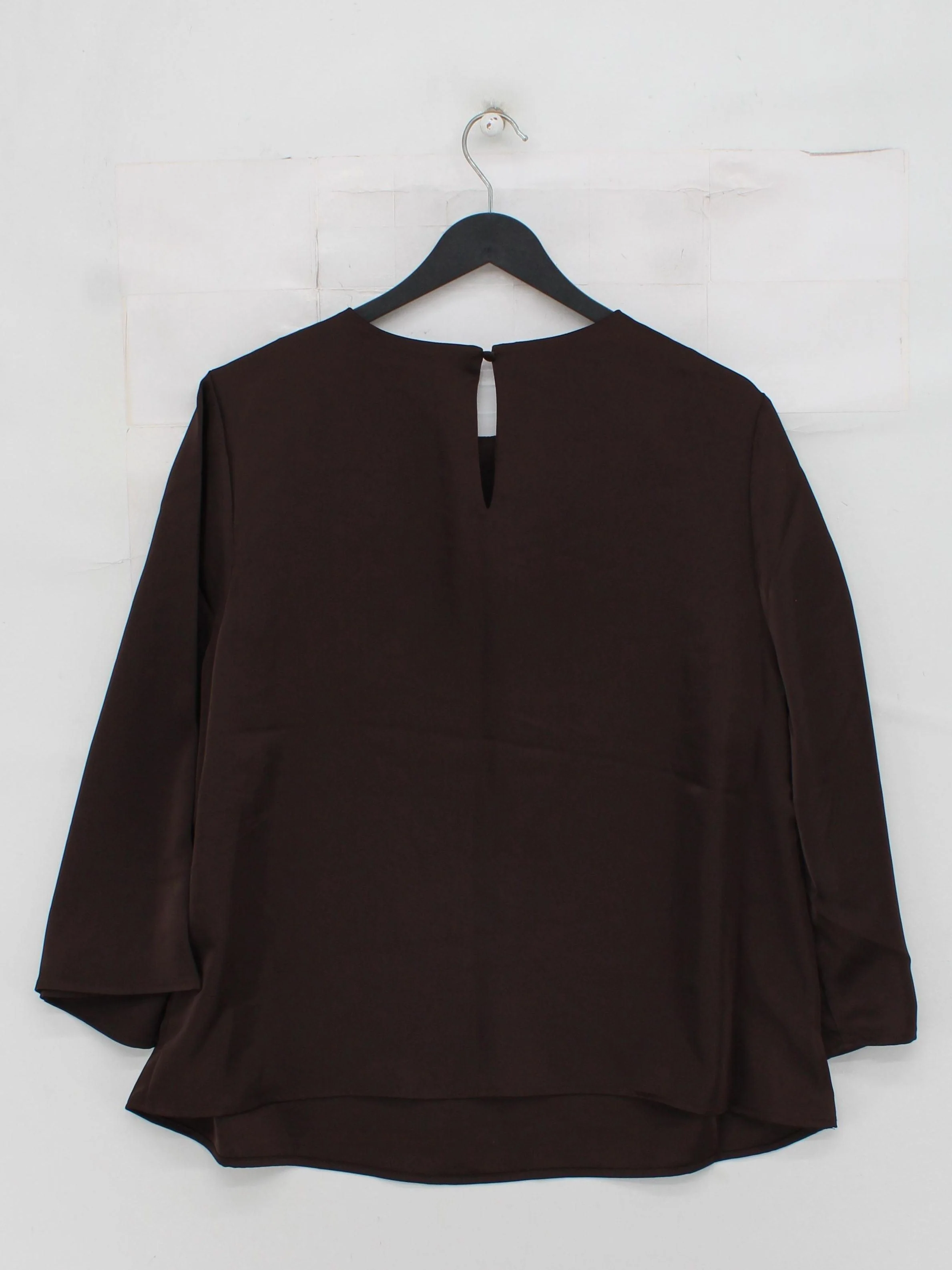 Monsoon Women's Blouse L Brown 100% Polyester 3/4 Sleeve Round Neck Basic - Image 2