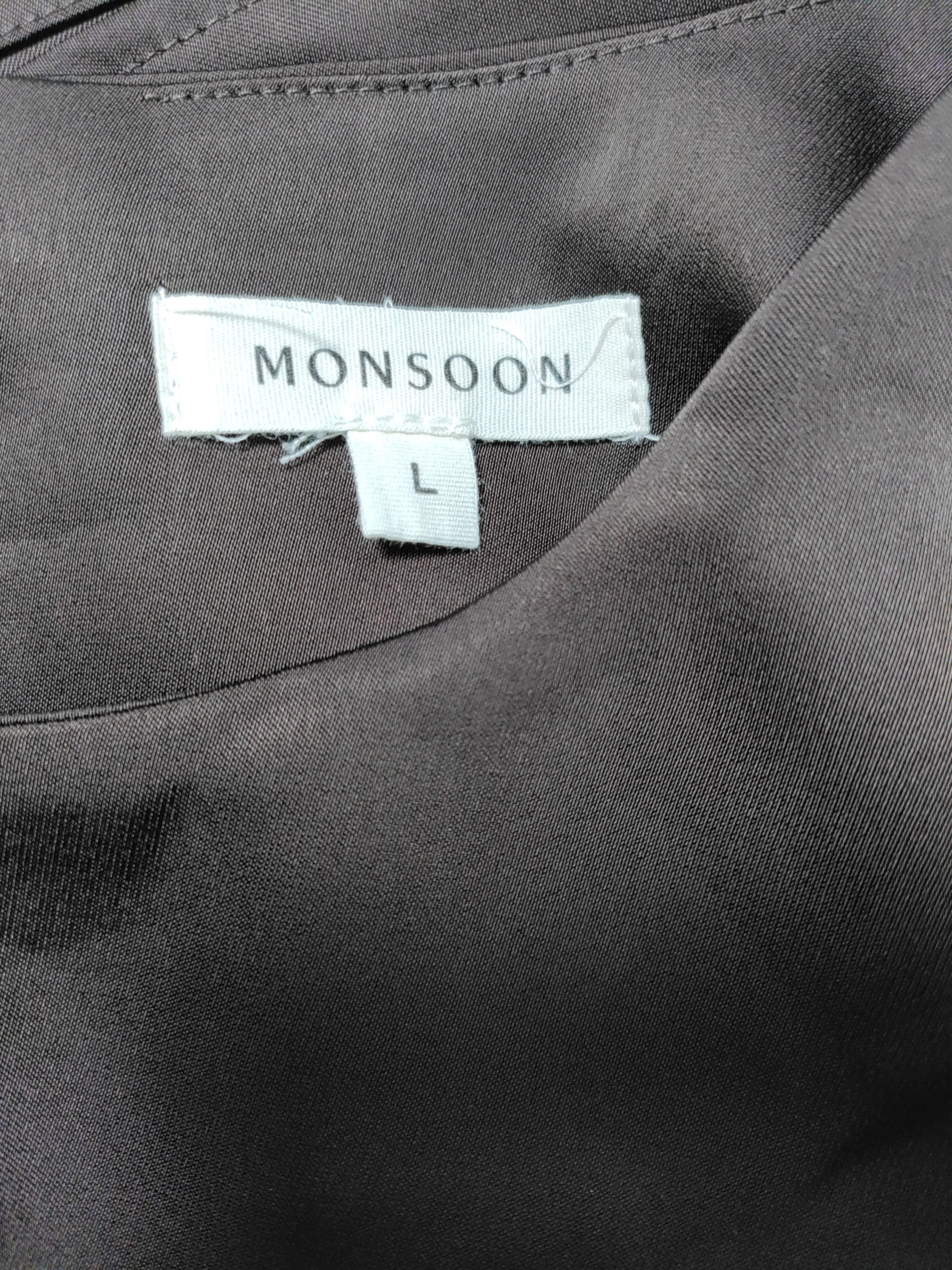 Monsoon Women's Blouse L Brown 100% Polyester 3/4 Sleeve Round Neck Basic - Image 5