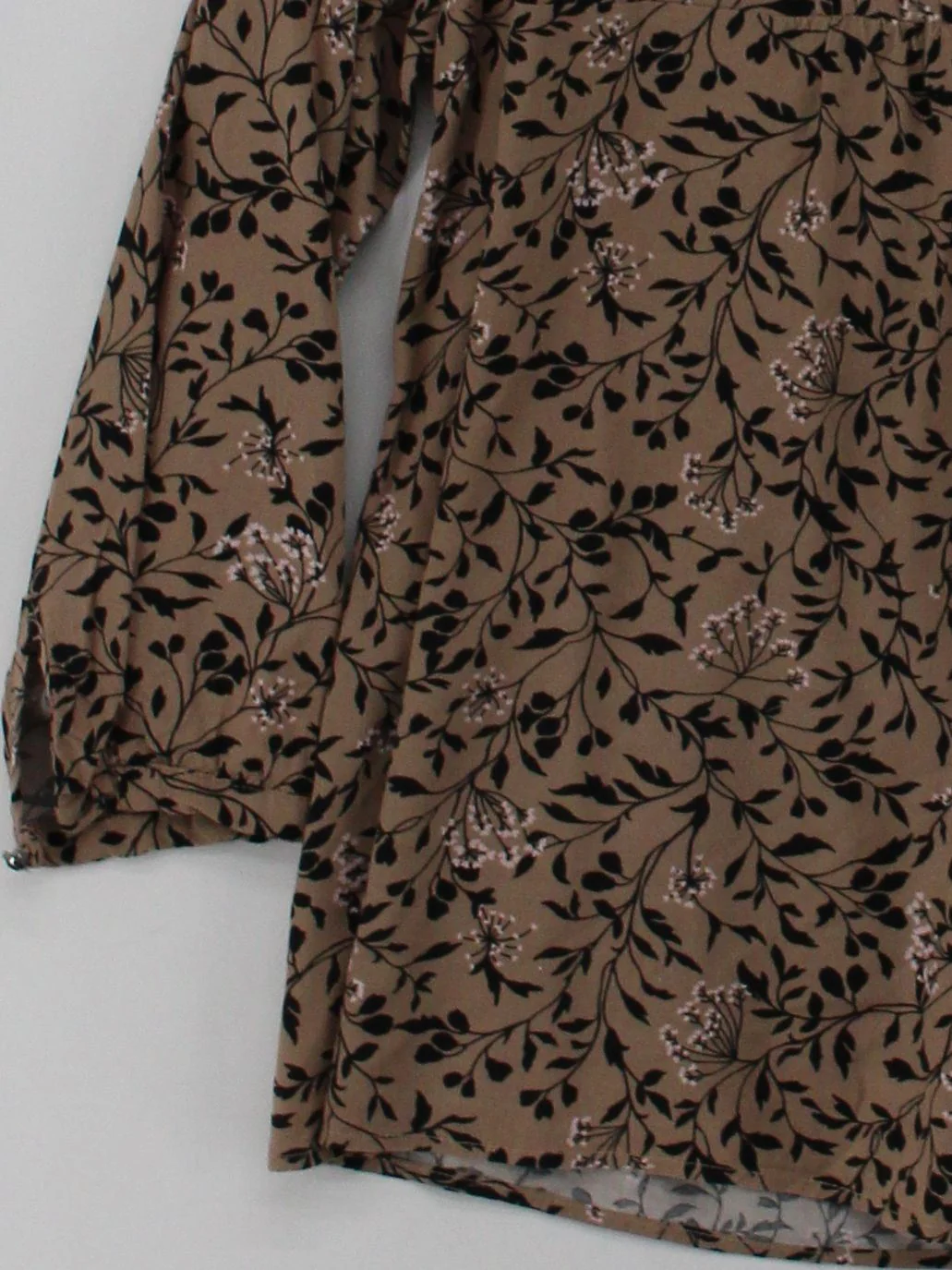 Monsoon Women's Blouse L Brown Floral 100% Viscose 3/4 Sleeve V-Neck Basic - Image 4