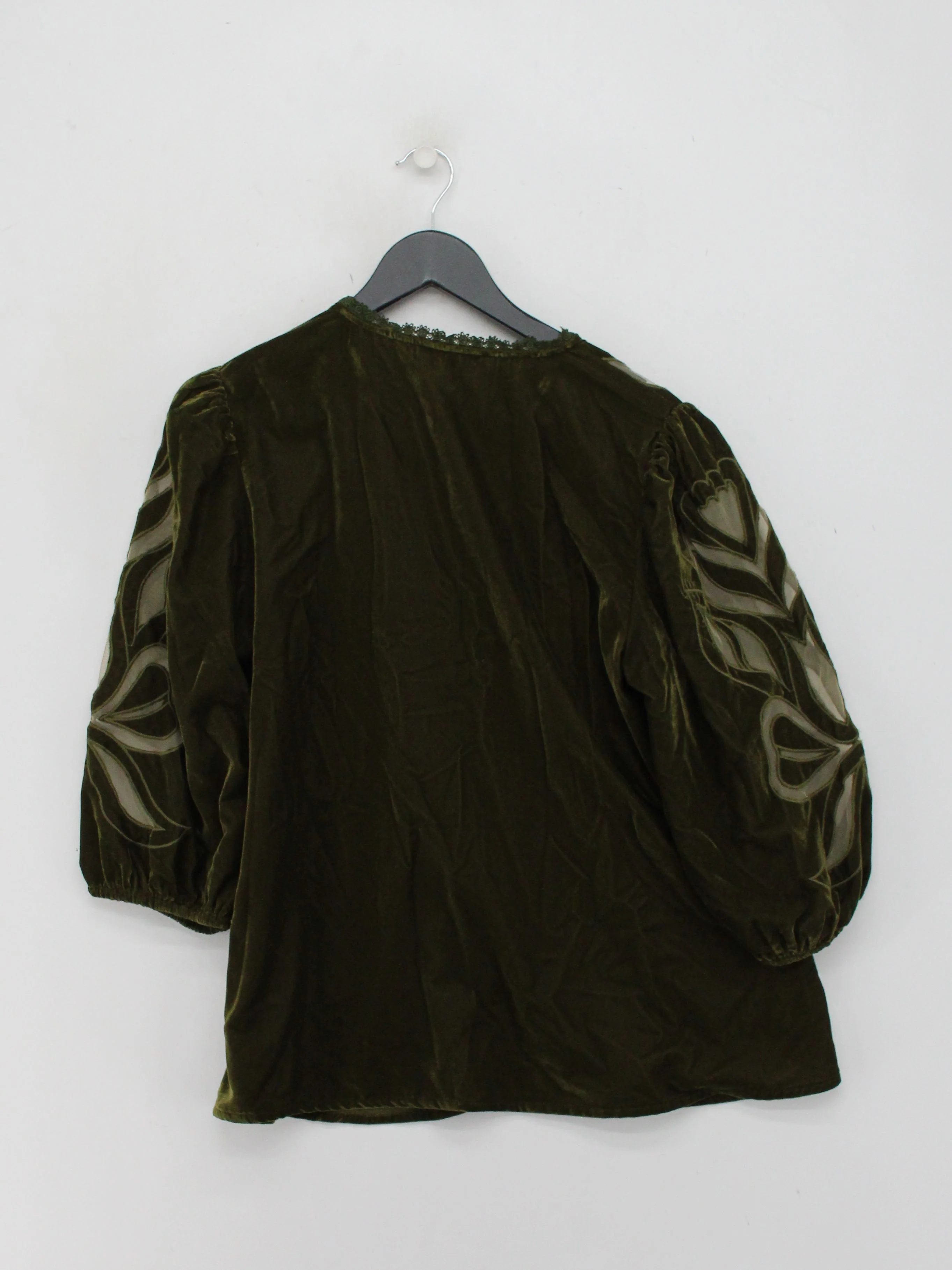 Monsoon Women's Blouse M Green 100% Polyester 3/4 Sleeve Collared Basic - Image 2