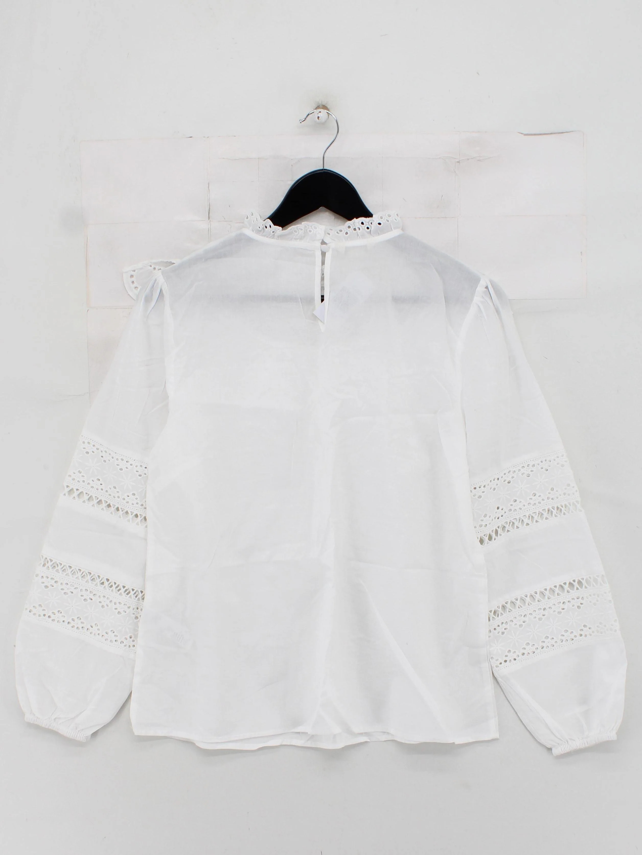 Monsoon Women's Blouse M White 100% Cotton Long Sleeve Collared Basic - Image 2