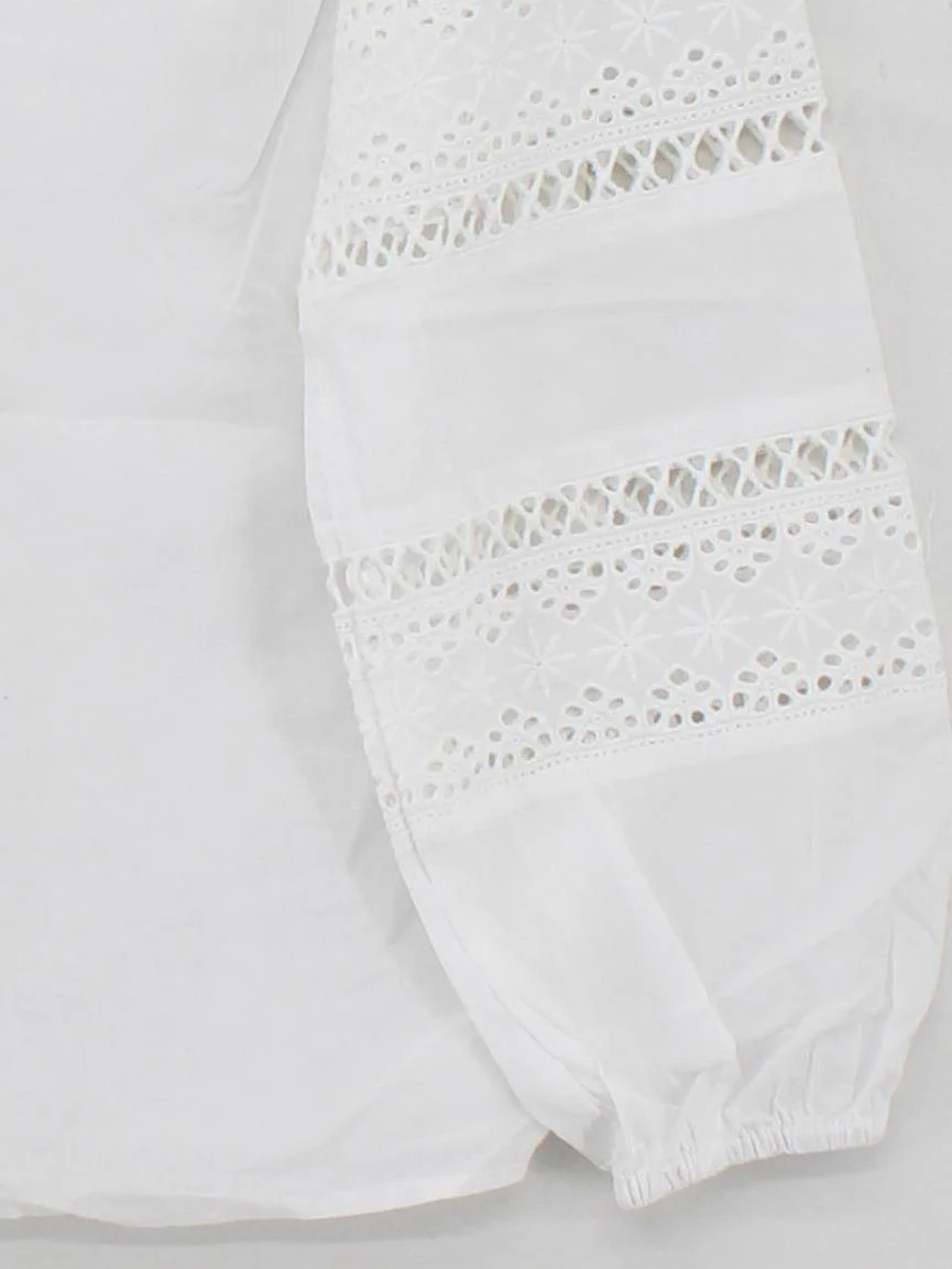 Monsoon Women's Blouse M White 100% Cotton Long Sleeve Collared Basic - Image 4