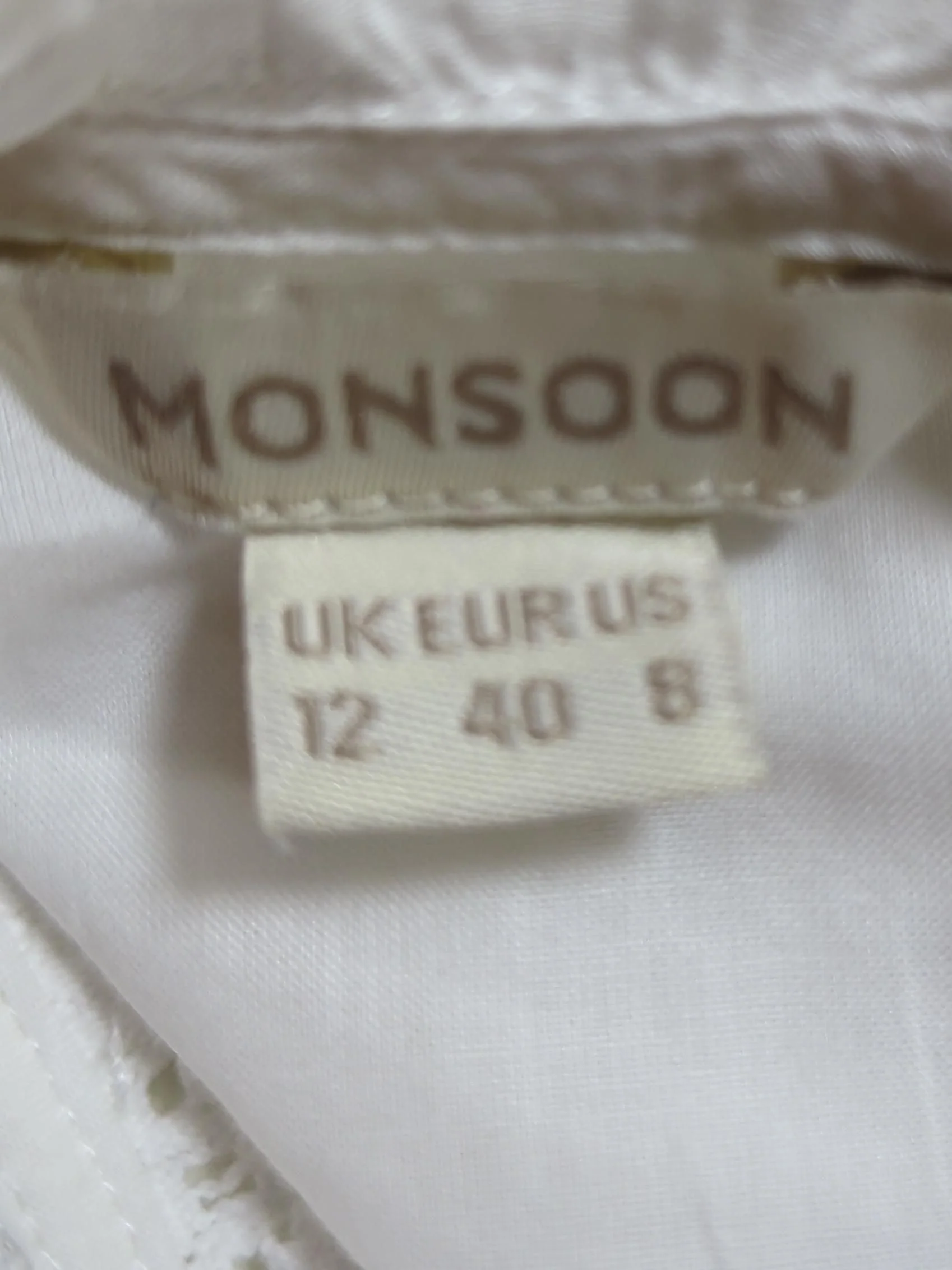 Monsoon Women's Blouse M White 100% Cotton Long Sleeve Collared Basic - Image 5