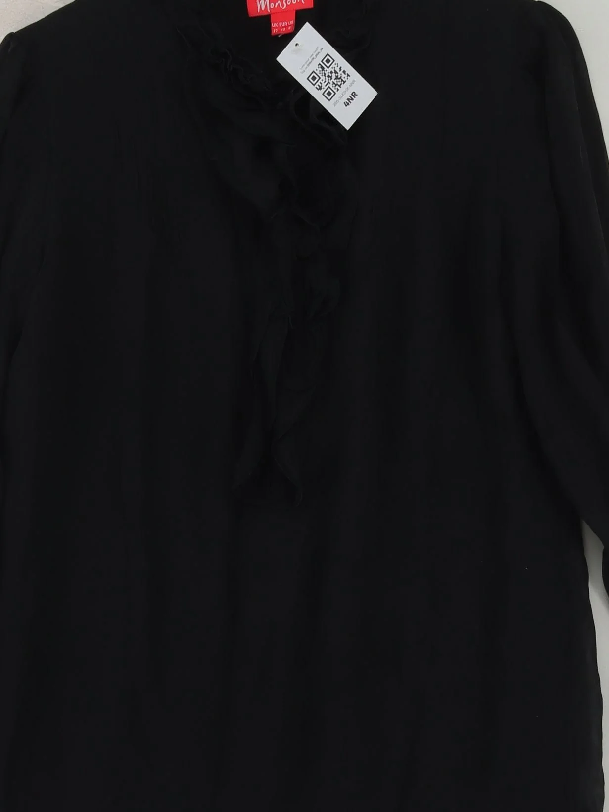 Monsoon Women's Blouse UK 12 Black Silk with Polyester Basic - Image 3