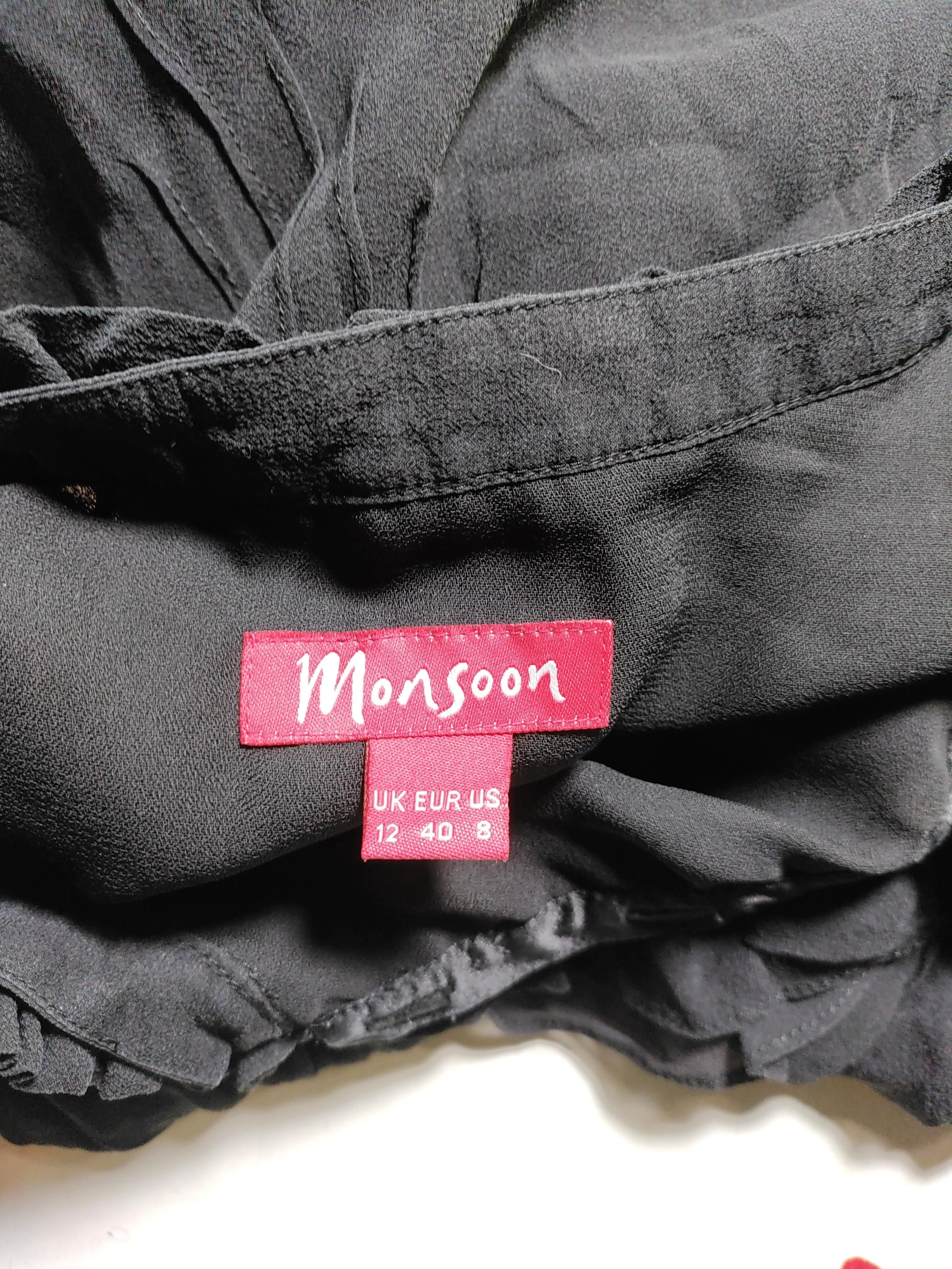 Monsoon Women's Blouse UK 12 Black Silk with Polyester Basic - Image 5