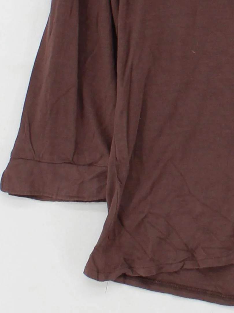Monsoon Women's Blouse UK 14 Brown 100% Viscose 3/4 Sleeve V-Neck Basic - Image 4