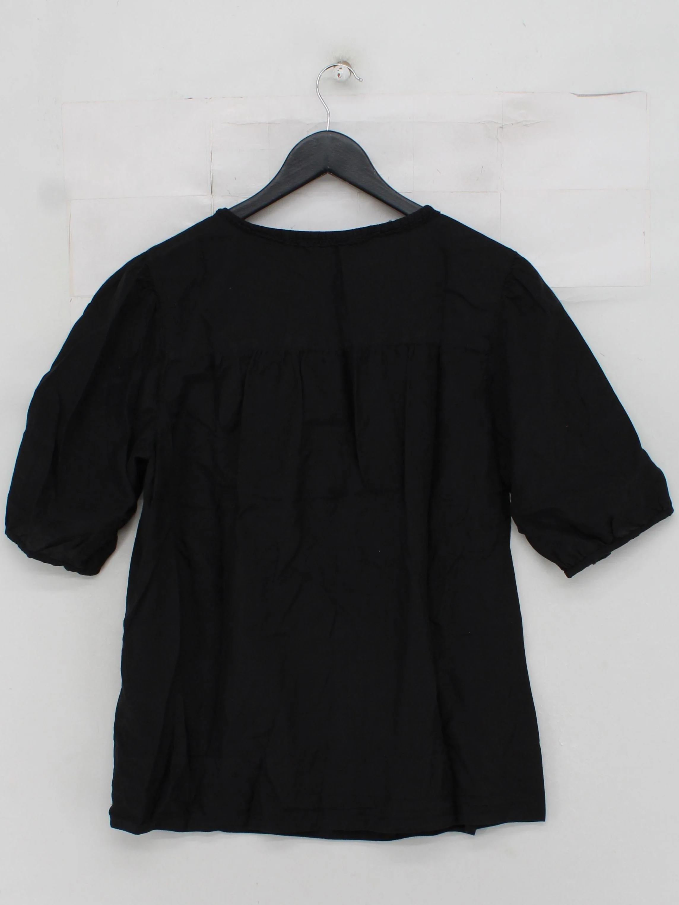 Monsoon Women's Blouse UK 16 Black Cotton with Silk Basic - Image 2