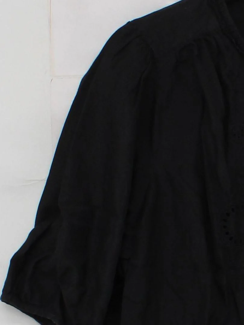 Monsoon Women's Blouse UK 16 Black Cotton with Silk Basic - Image 4