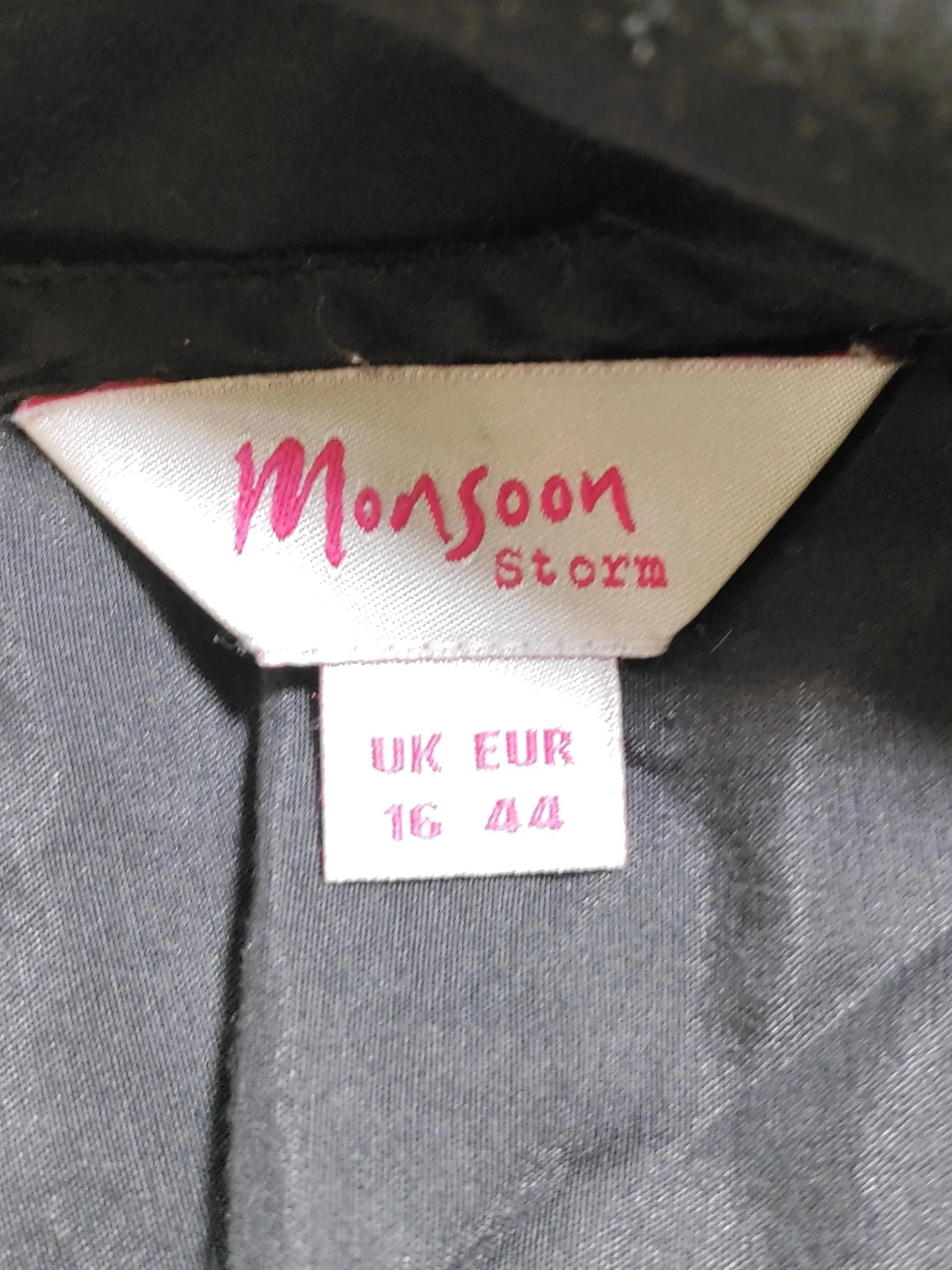 Monsoon Women's Blouse UK 16 Black Cotton with Silk Basic - Image 5